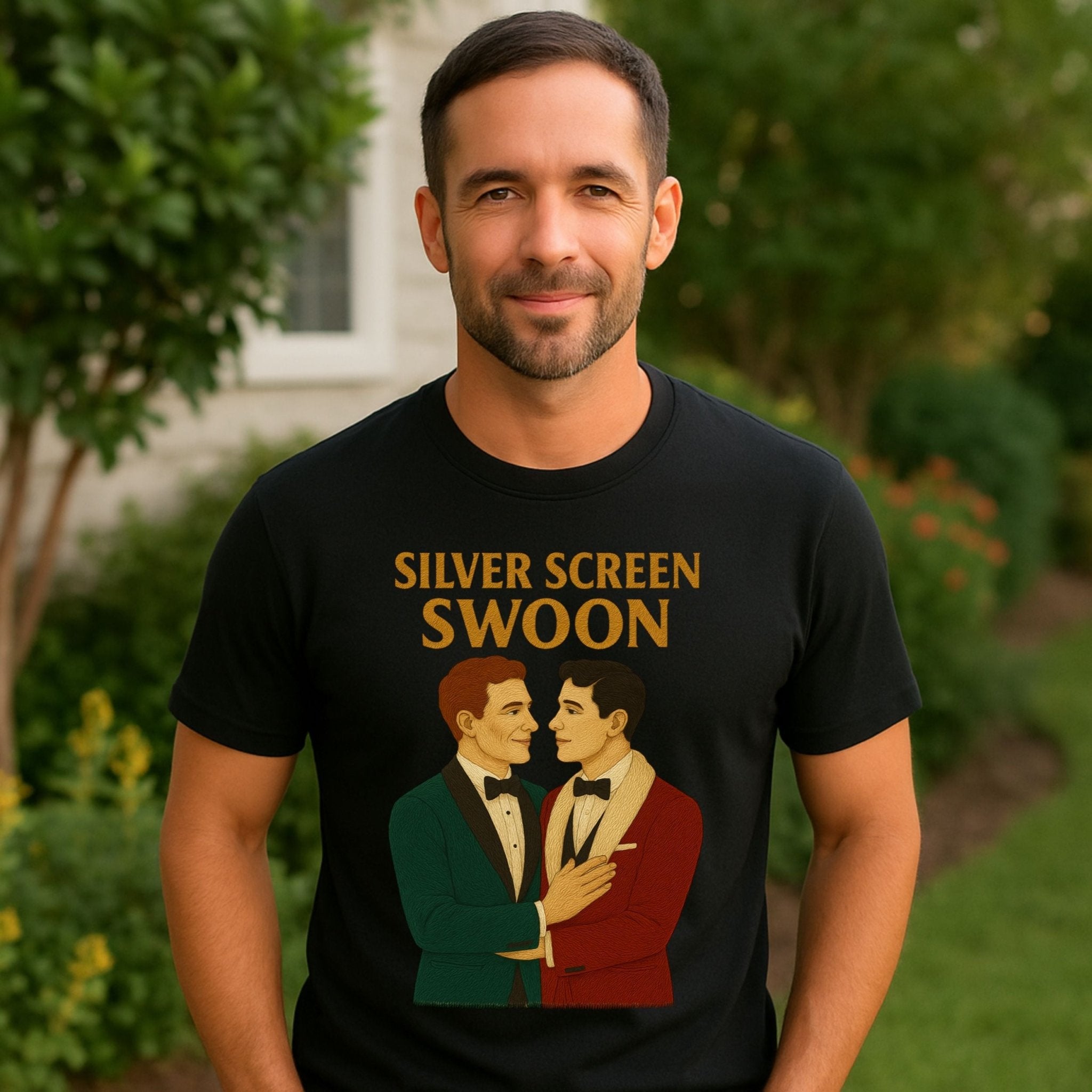 Silver Screen Swoon Shirt – 1930s Gay Hollywood T-Shirt, Embroidered Style Vintage Tee - Craig Michael Design