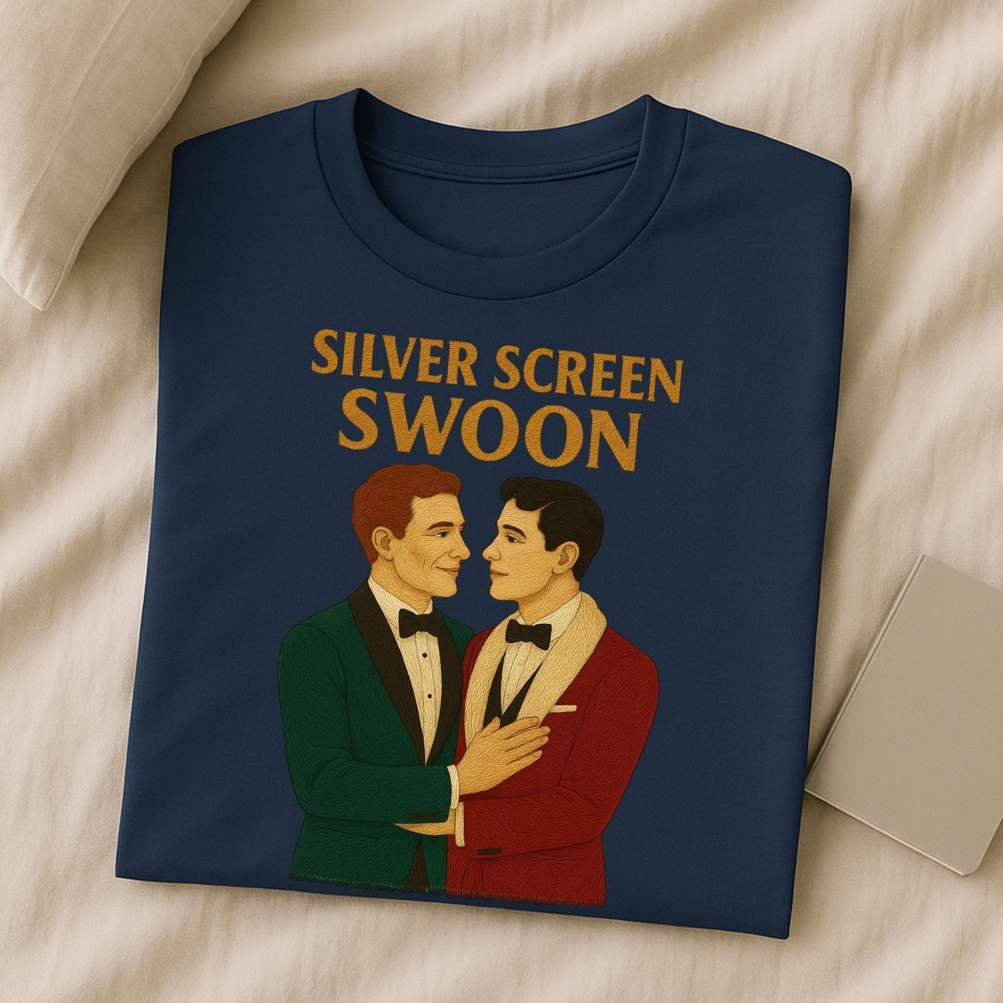 Silver Screen Swoon Shirt – 1930s Gay Hollywood T-Shirt, Embroidered Style Vintage Tee - Craig Michael Design