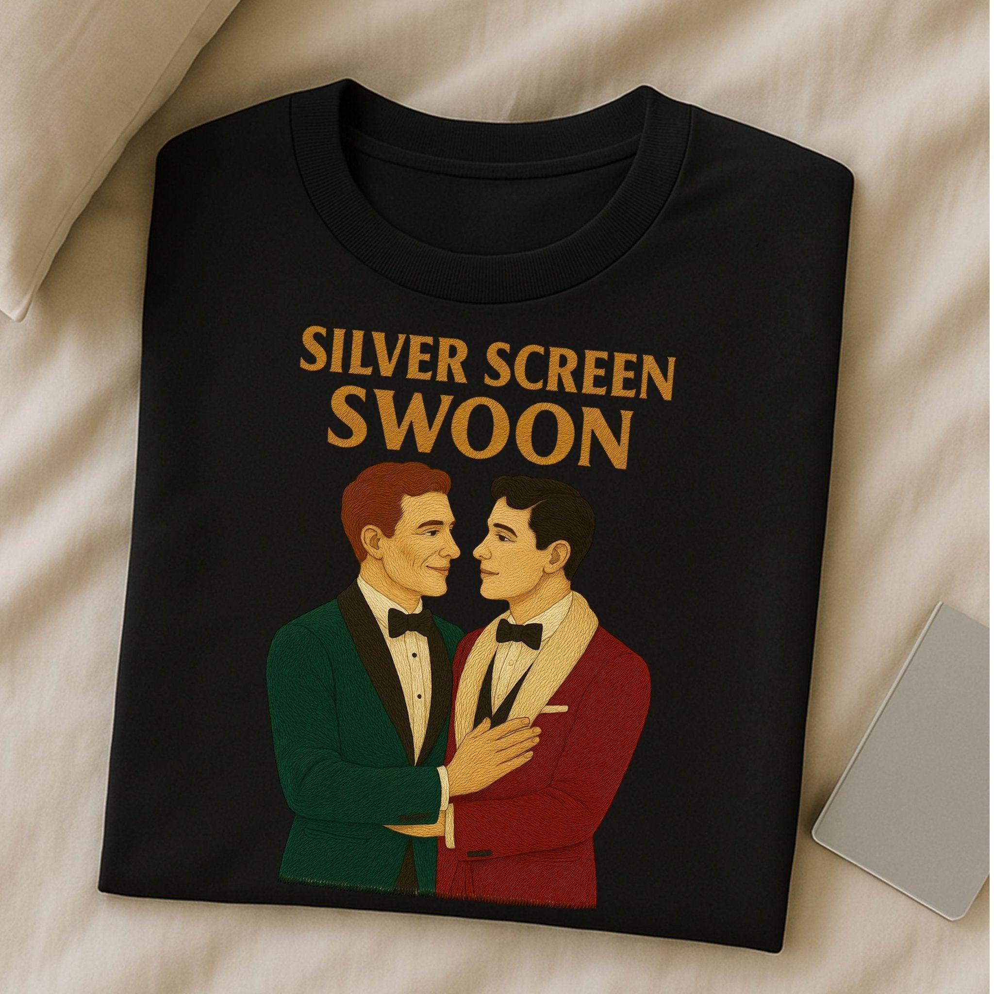 Silver Screen Swoon Shirt – 1930s Gay Hollywood T-Shirt, Embroidered Style Vintage Tee - Craig Michael Design