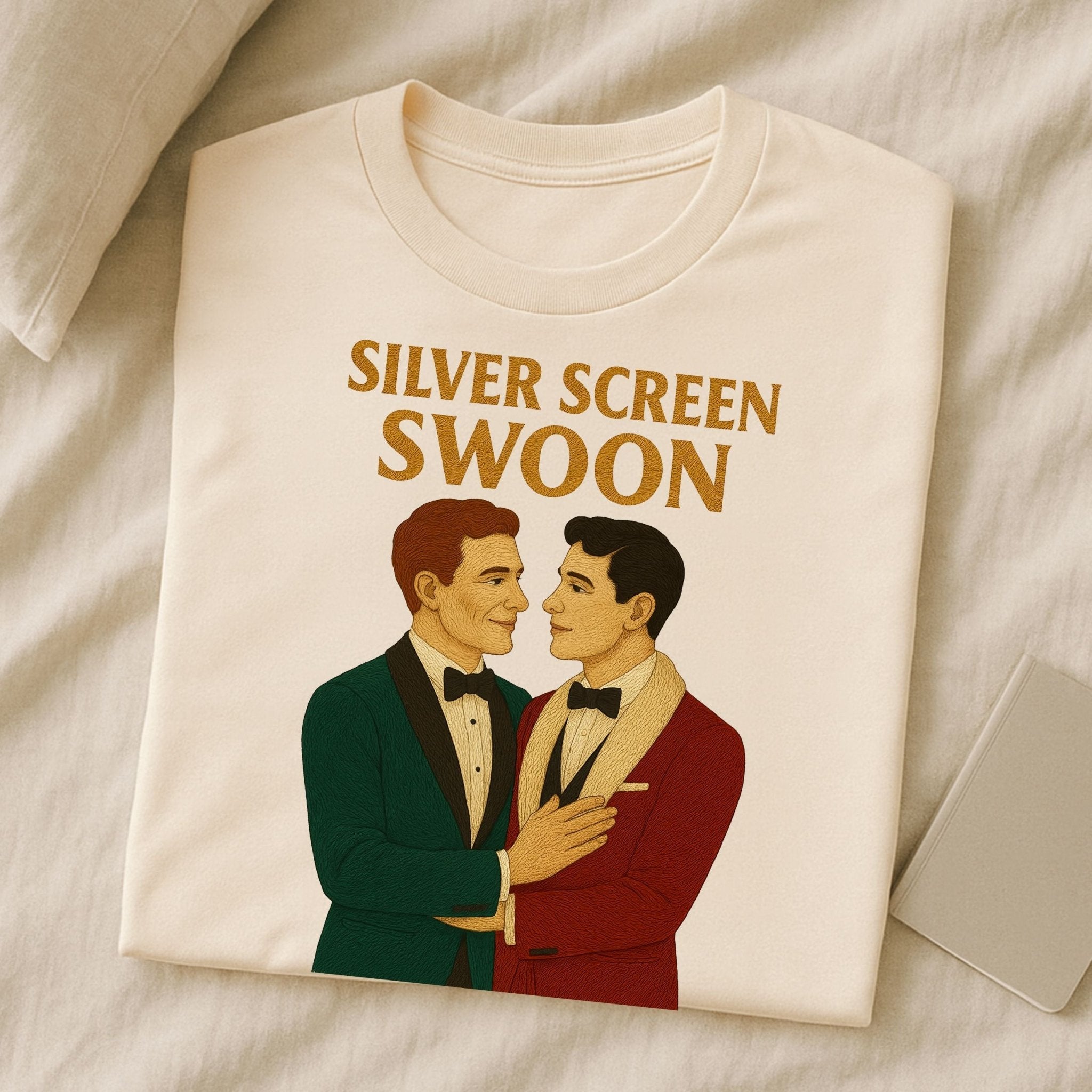 Silver Screen Swoon Shirt – 1930s Gay Hollywood T-Shirt, Embroidered Style Vintage Tee - Craig Michael Design