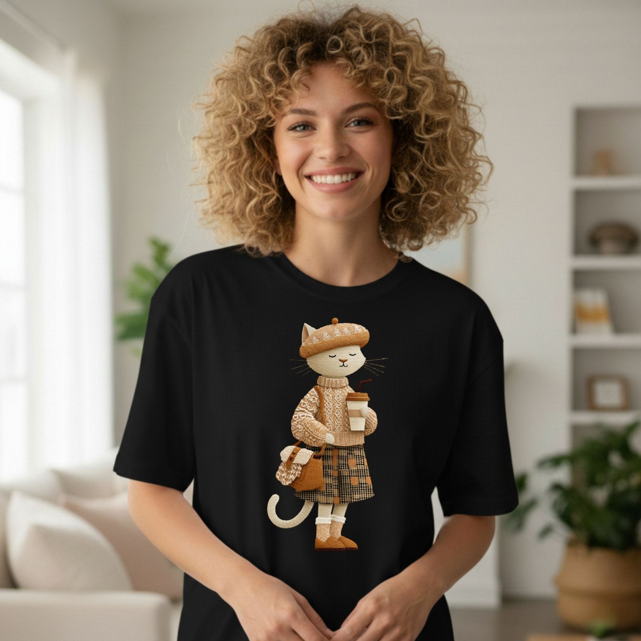 Smiling Autumn Plaid Kitty Tee - Craig Michael Design
