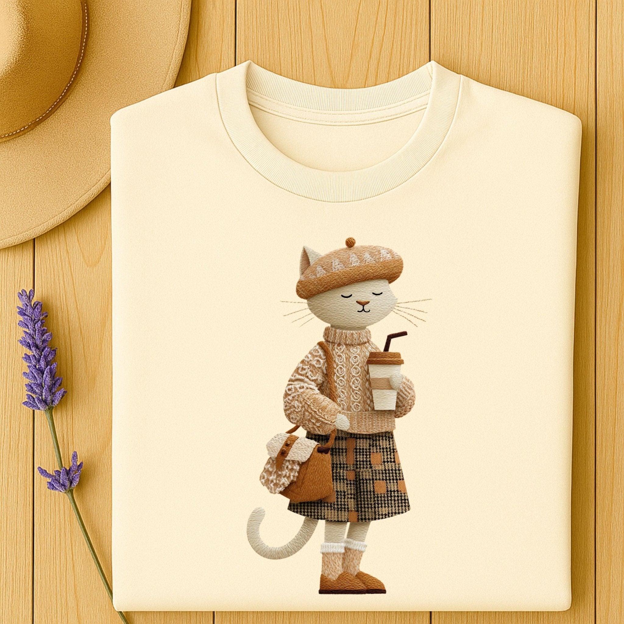 Smiling Autumn Plaid Kitty Tee - Craig Michael Design