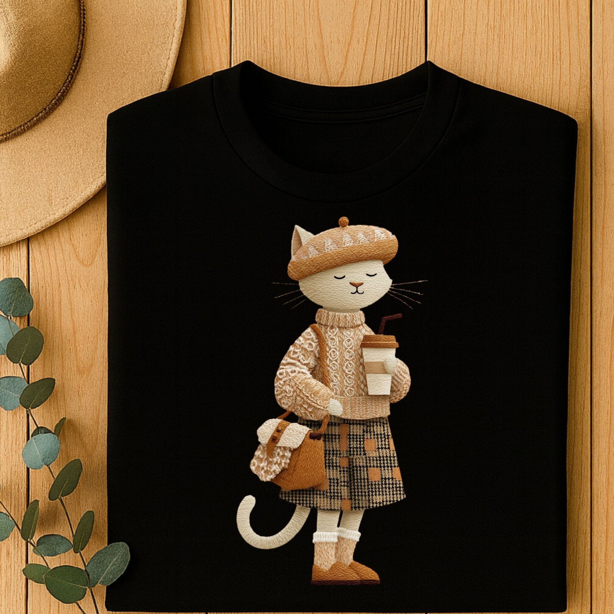 Smiling Autumn Plaid Kitty Tee - Craig Michael Design