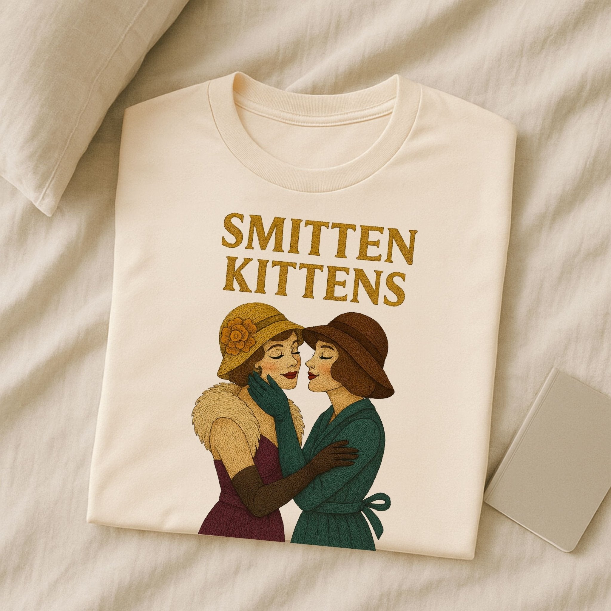 Smitten Kittens – Vintage Lesbian T-Shirt, Romantic Sapphic Gift - Craig Michael Design