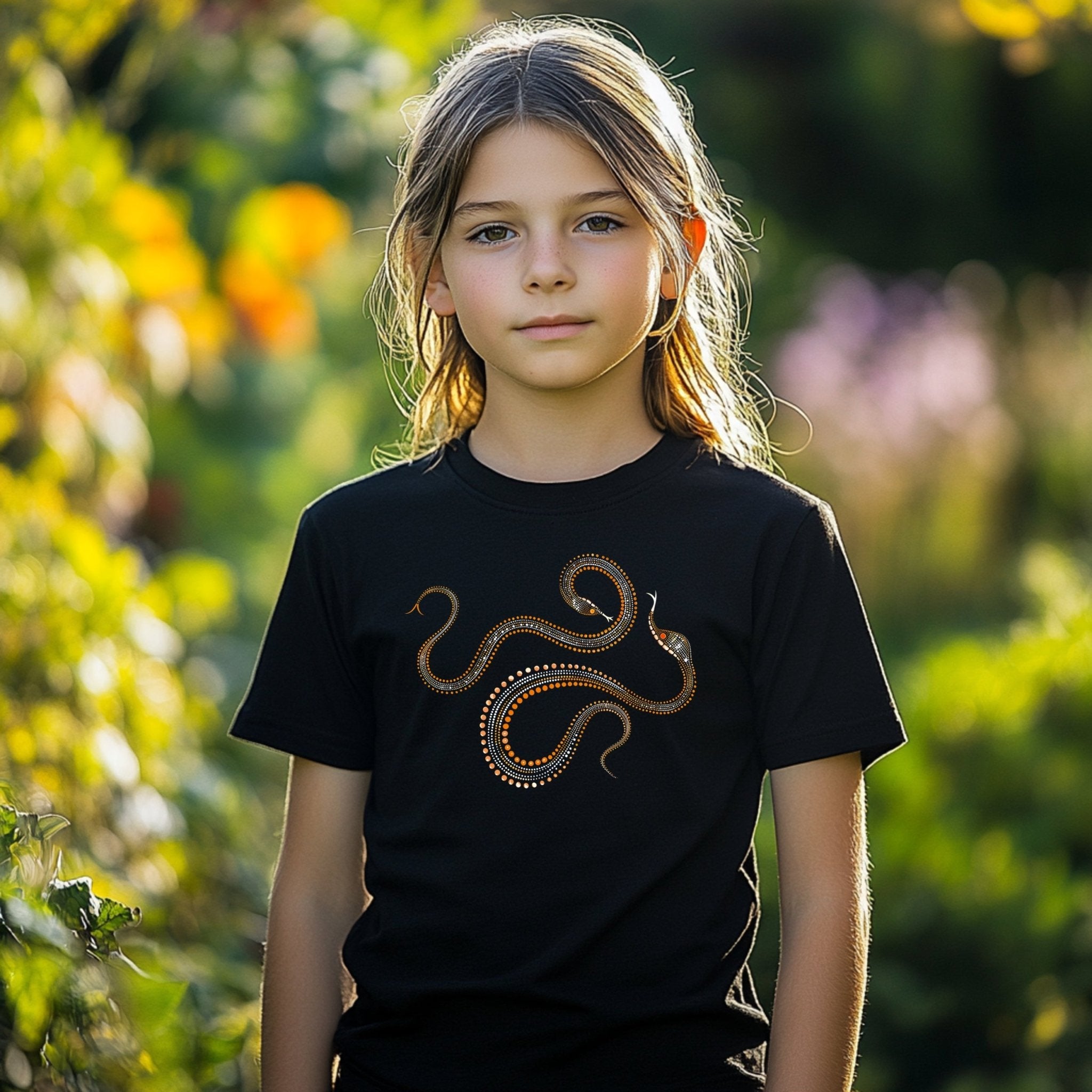 Snake Design T-Shirt, Dot Art Snake Illustration Tee, Serpent Graphic Shirt, Unique Animal Print Top, Boho Style Clothing - Craig Michael Design