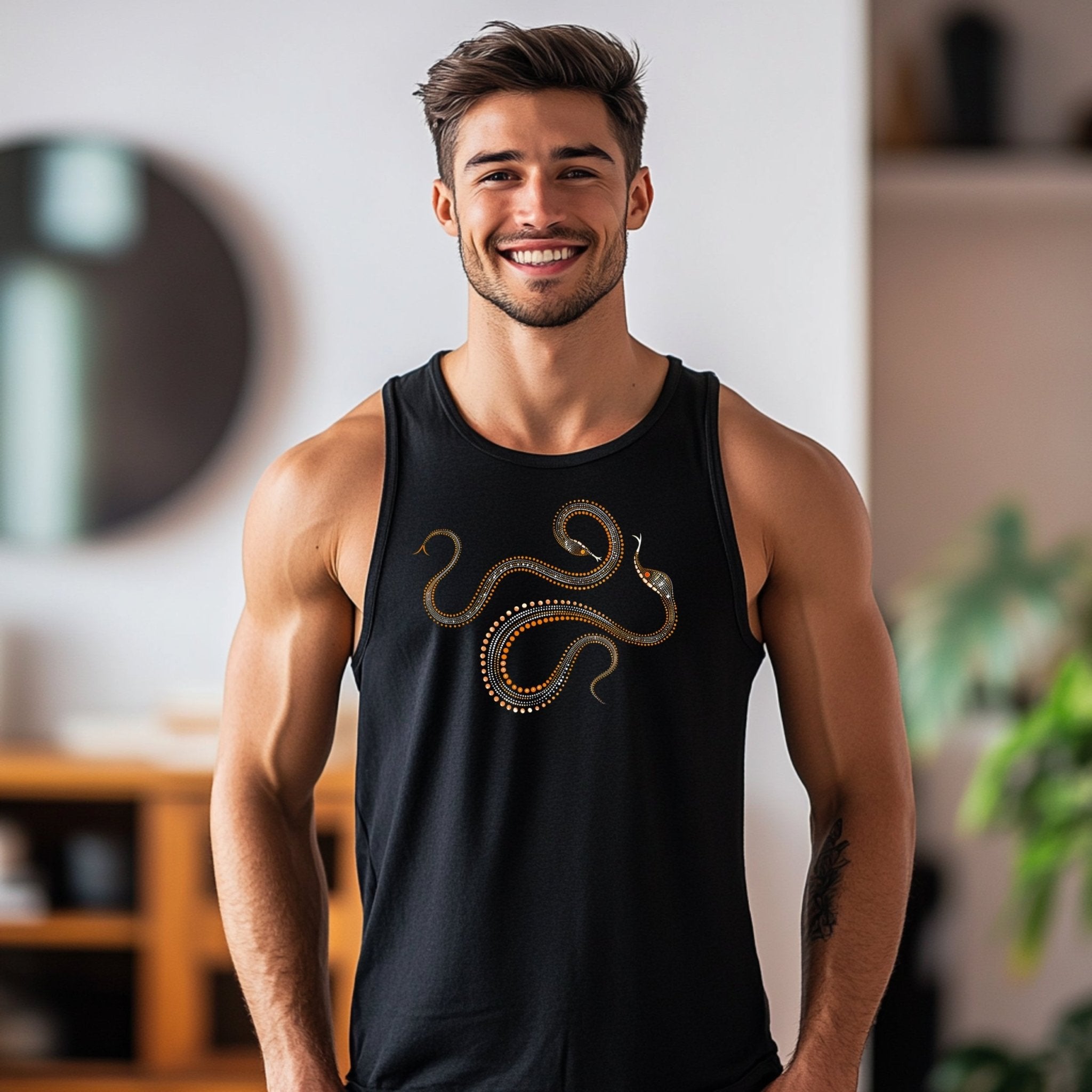 Snake Design Tank Top, Unique Printed Tank Top, Summer Fashion, Casual Sleeveless Top, Yoga Fitness Wear, Trendy Graphic Tee - Craig Michael Design