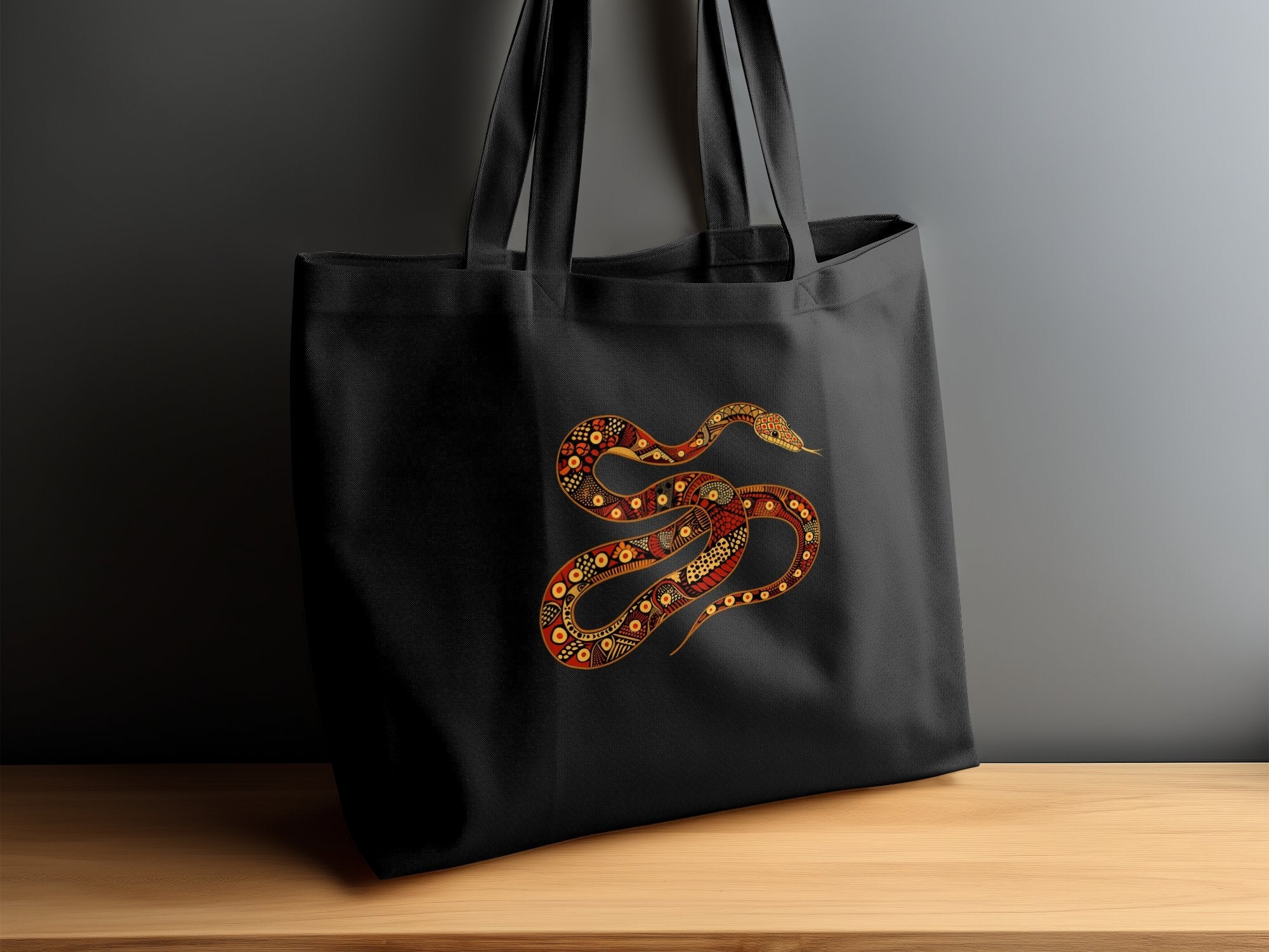 Snake Pattern Tote Bag, Boho Style Snake Design Bag, Reusable Grocery Bag, Artistic Snake Print Tote, Eco - Friendly Shopping Bag - Craig Michael Design