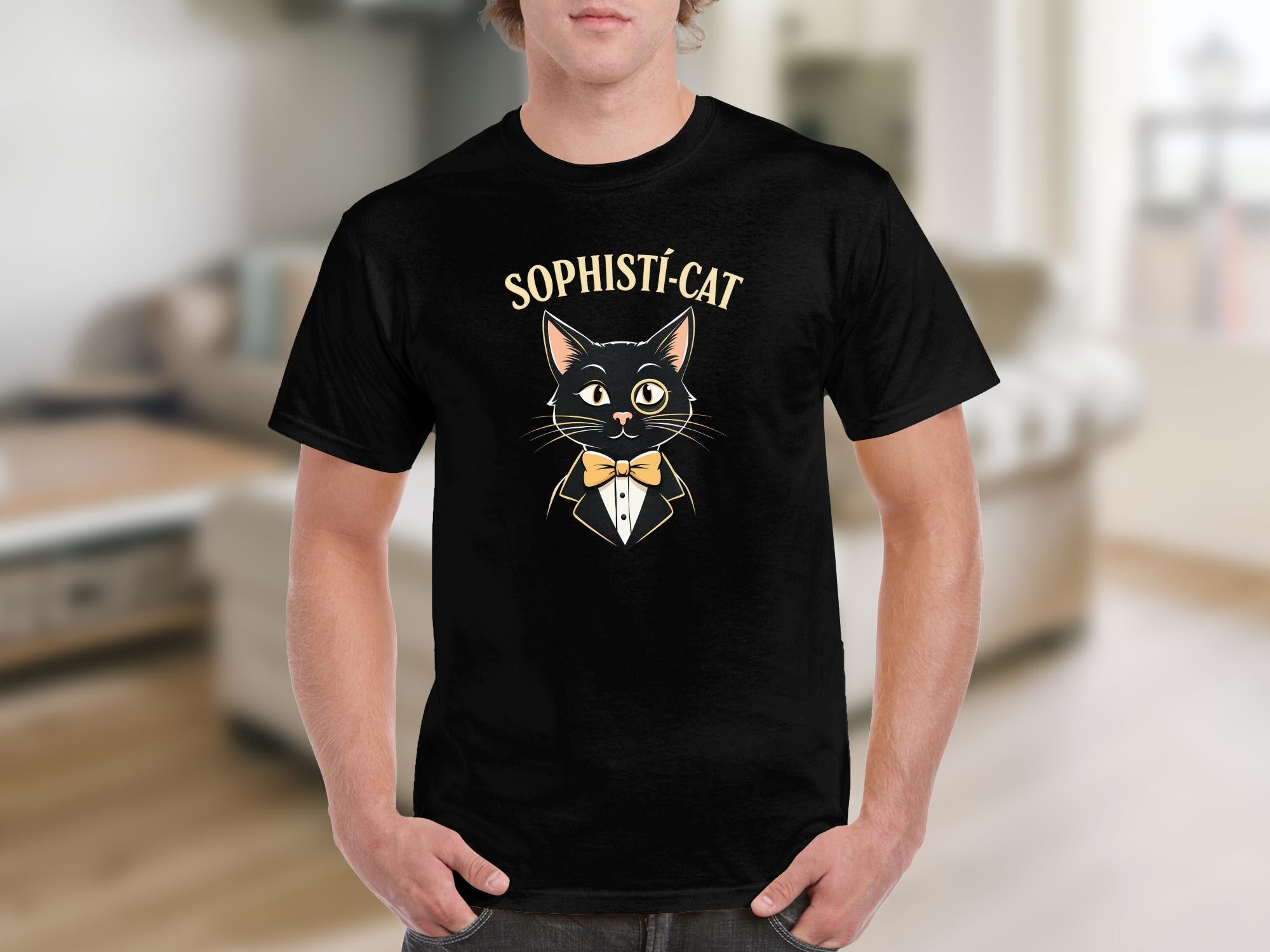 Sophisti - Cat T-Shirt, Cute Cat Graphic Tee, Funny Cat Lover Gift, Adorable Cat Wearing Tuxedo, Unique Cat Illustration Shirt - Craig Michael Design