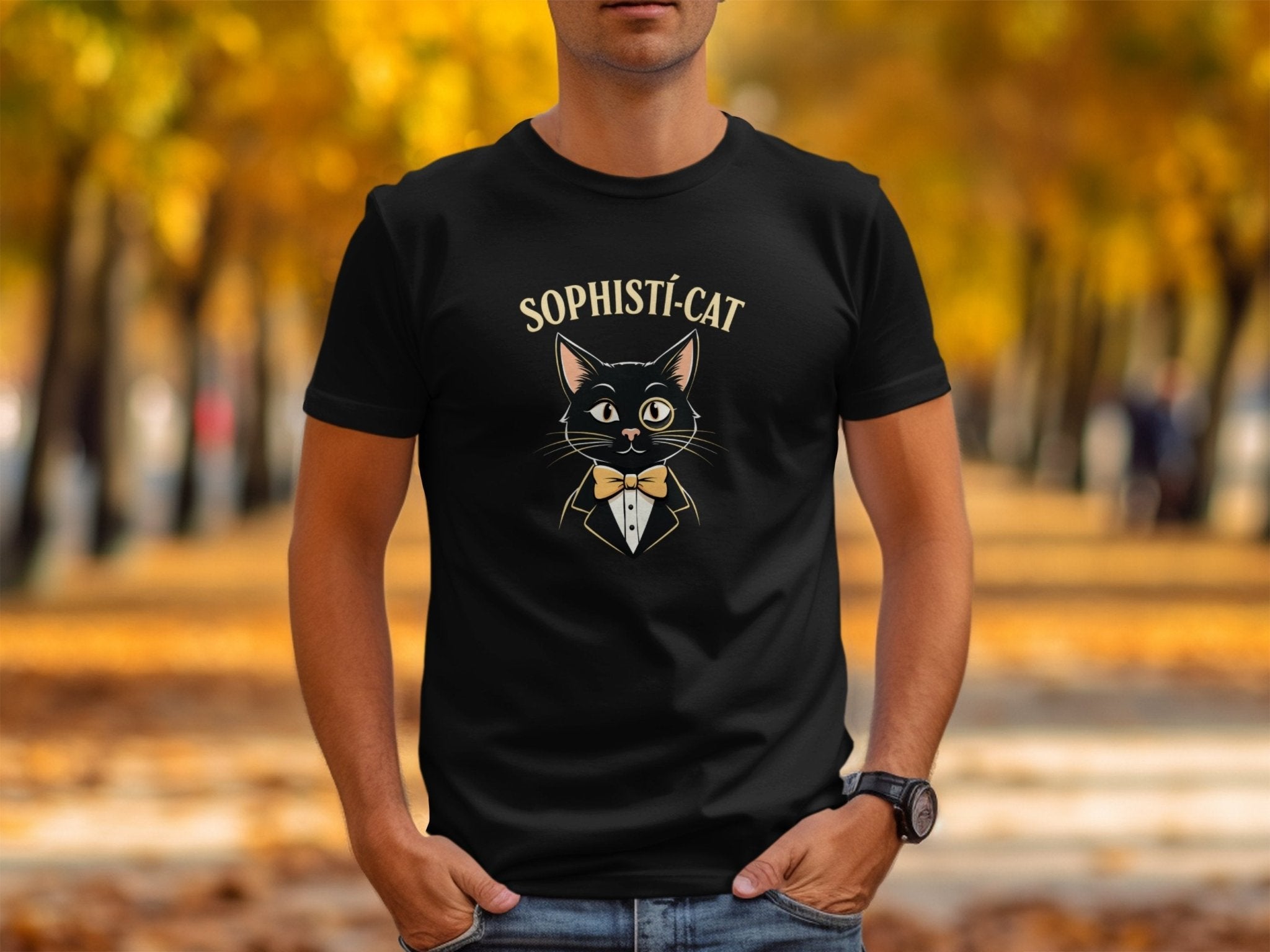 Sophisti - Cat T-Shirt, Cute Cat Graphic Tee, Funny Cat Lover Gift, Adorable Cat Wearing Tuxedo, Unique Cat Illustration Shirt - Craig Michael Design