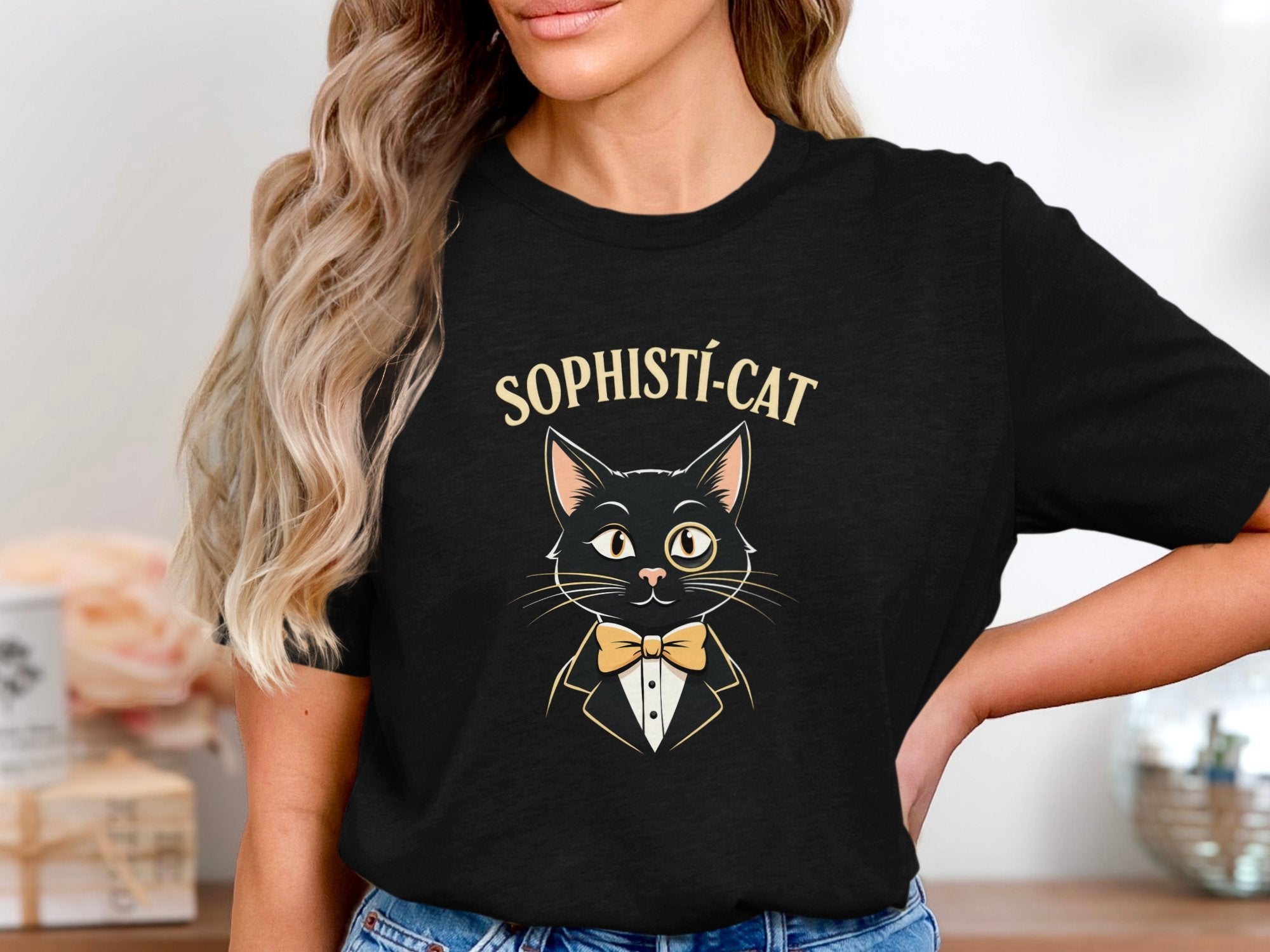 Sophisti - Cat T-Shirt, Cute Cat Graphic Tee, Funny Cat Lover Gift, Adorable Cat Wearing Tuxedo, Unique Cat Illustration Shirt - Craig Michael Design