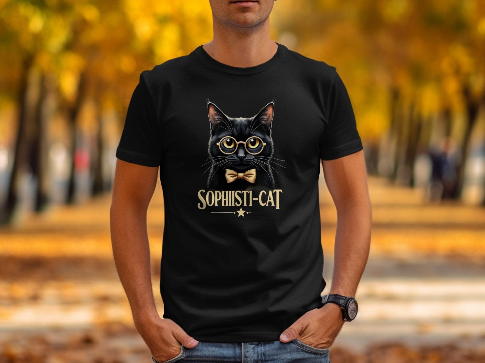 Sophisticat Black Cat T-Shirt, Cute Cat Shirt, Funny Cat Tee, Cat Lover Gift, Adorable Cat Design, Cat Enthusiast Clothing - Craig Michael Design