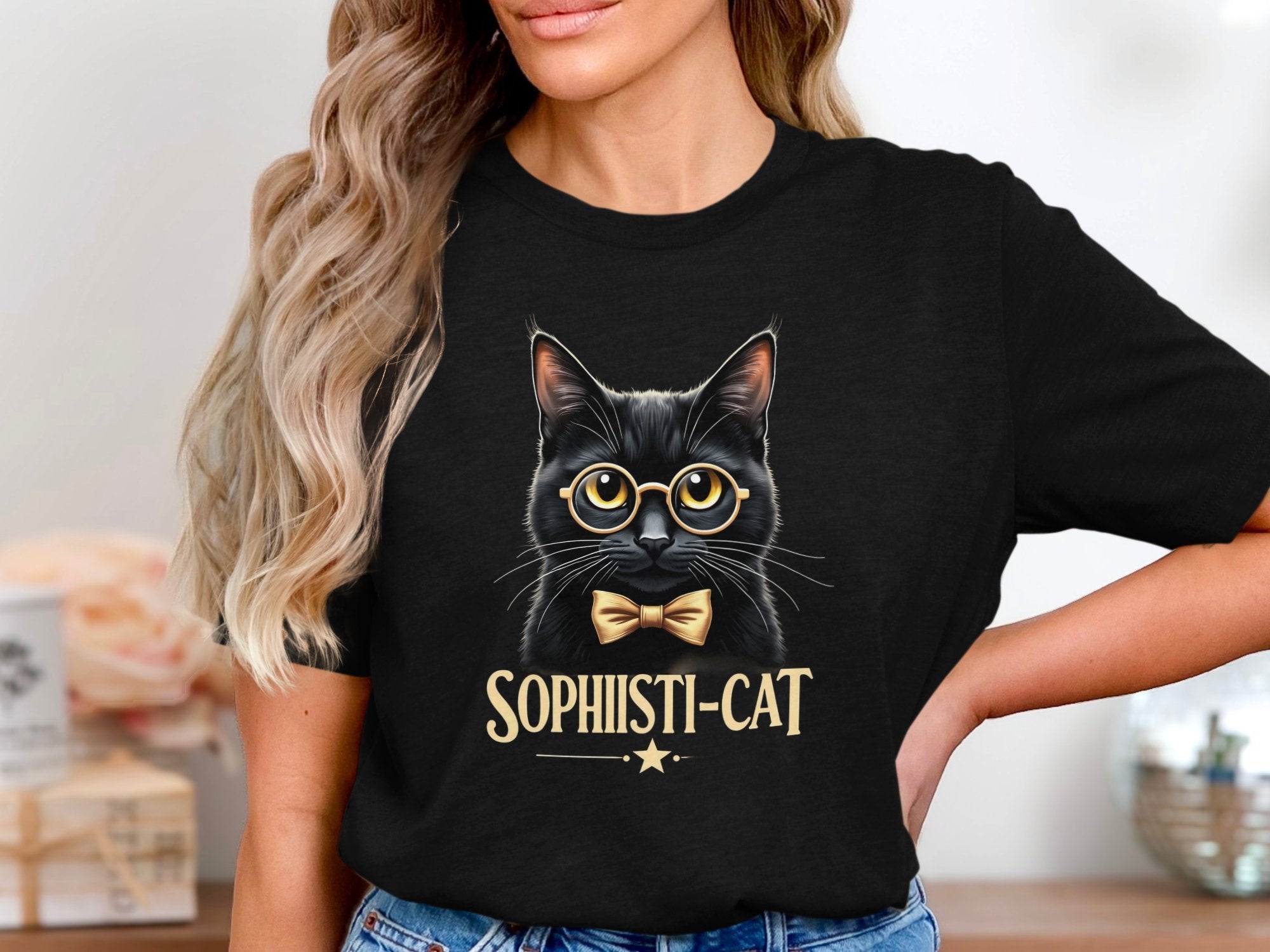 Sophisticat Black Cat T-Shirt, Cute Cat Shirt, Funny Cat Tee, Cat Lover Gift, Adorable Cat Design, Cat Enthusiast Clothing - Craig Michael Design