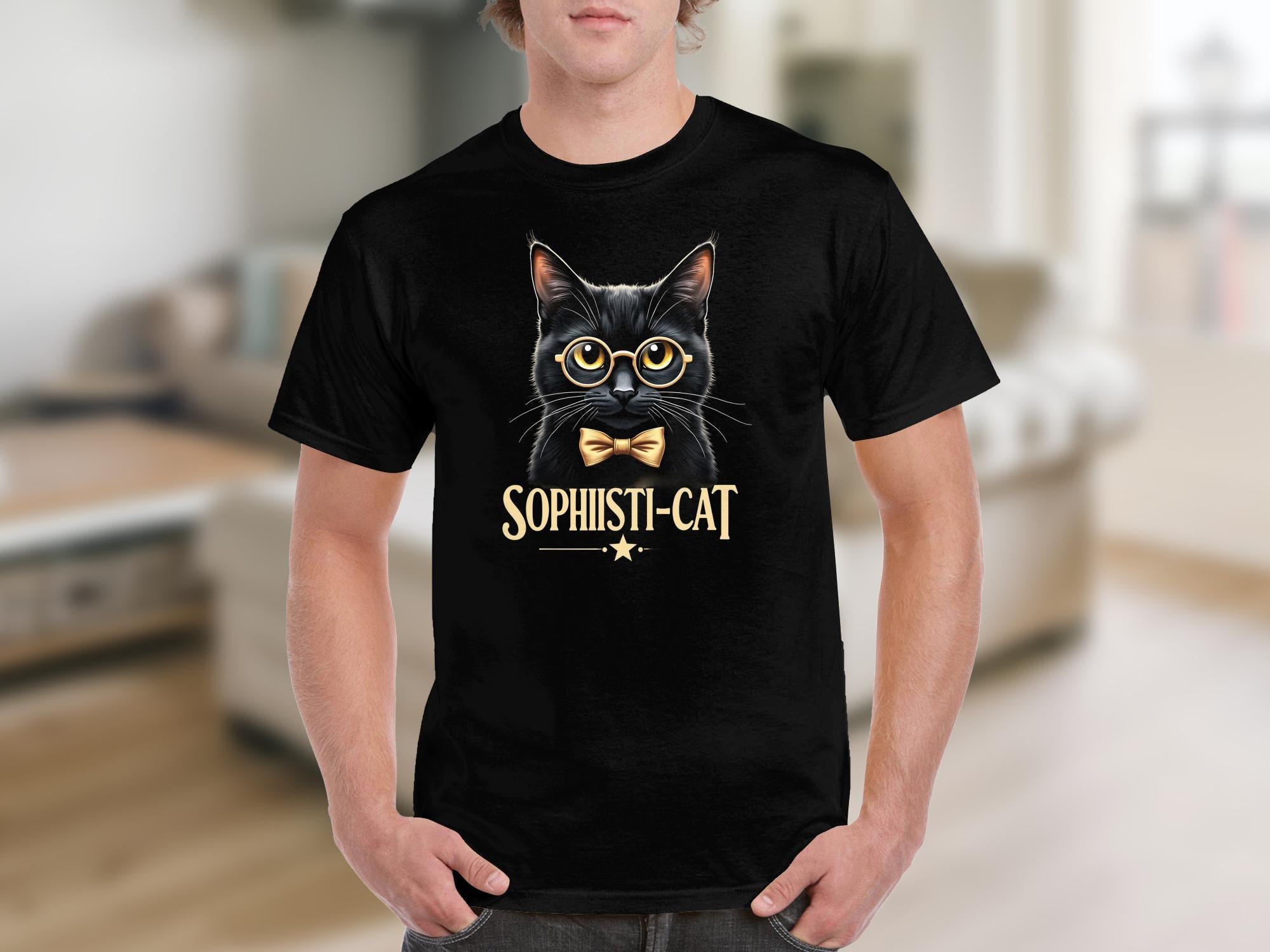 Sophisticat Black Cat T-Shirt, Cute Cat Shirt, Funny Cat Tee, Cat Lover Gift, Adorable Cat Design, Cat Enthusiast Clothing - Craig Michael Design