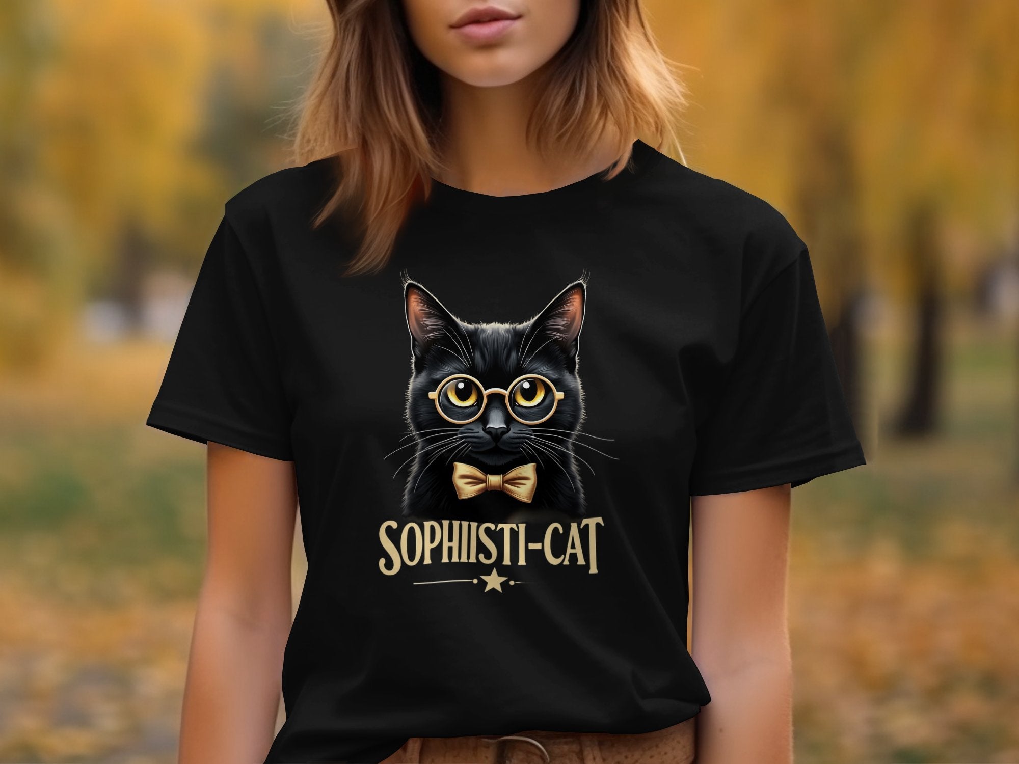 Sophisticat Black Cat T-Shirt, Cute Cat Shirt, Funny Cat Tee, Cat Lover Gift, Adorable Cat Design, Cat Enthusiast Clothing - Craig Michael Design