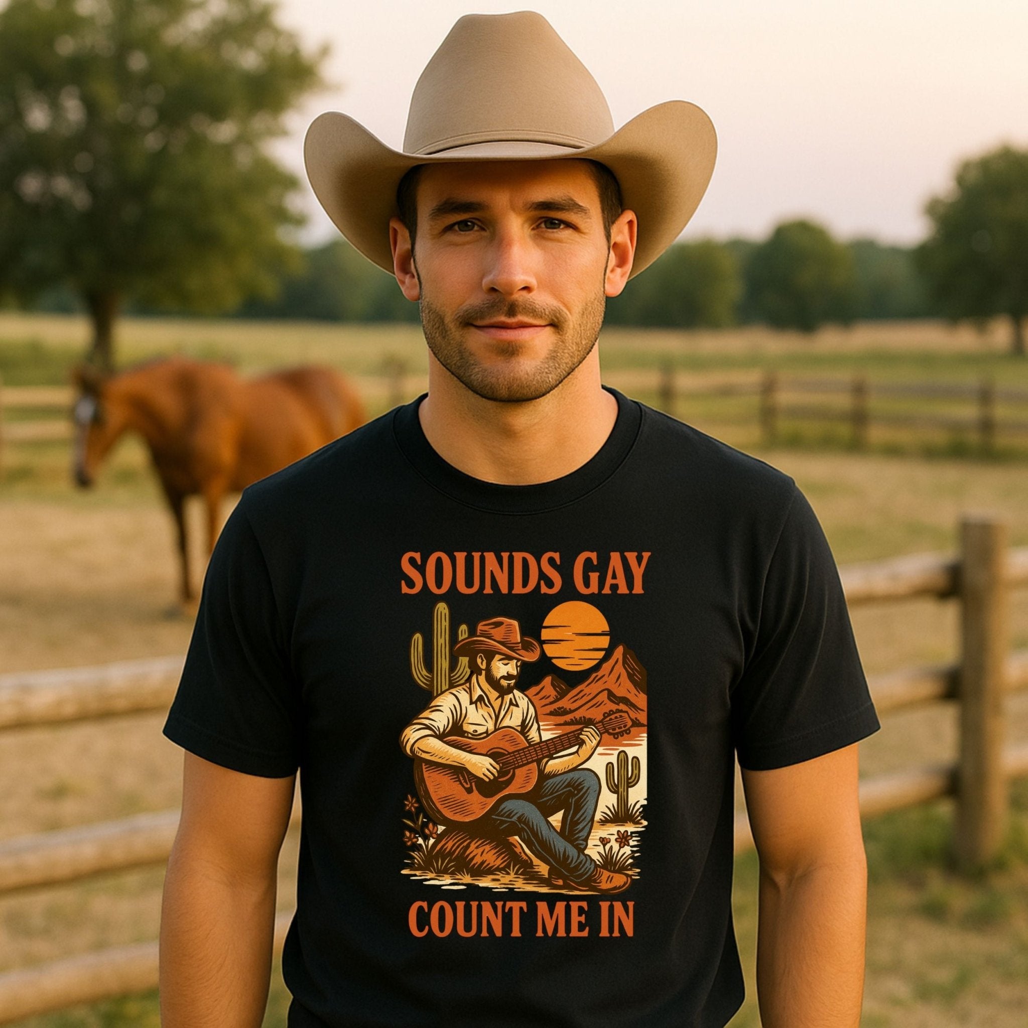 Sounds Gay Count Me In Shirt, Gay Cowboy Guitar T Shirt - Craig Michael Design