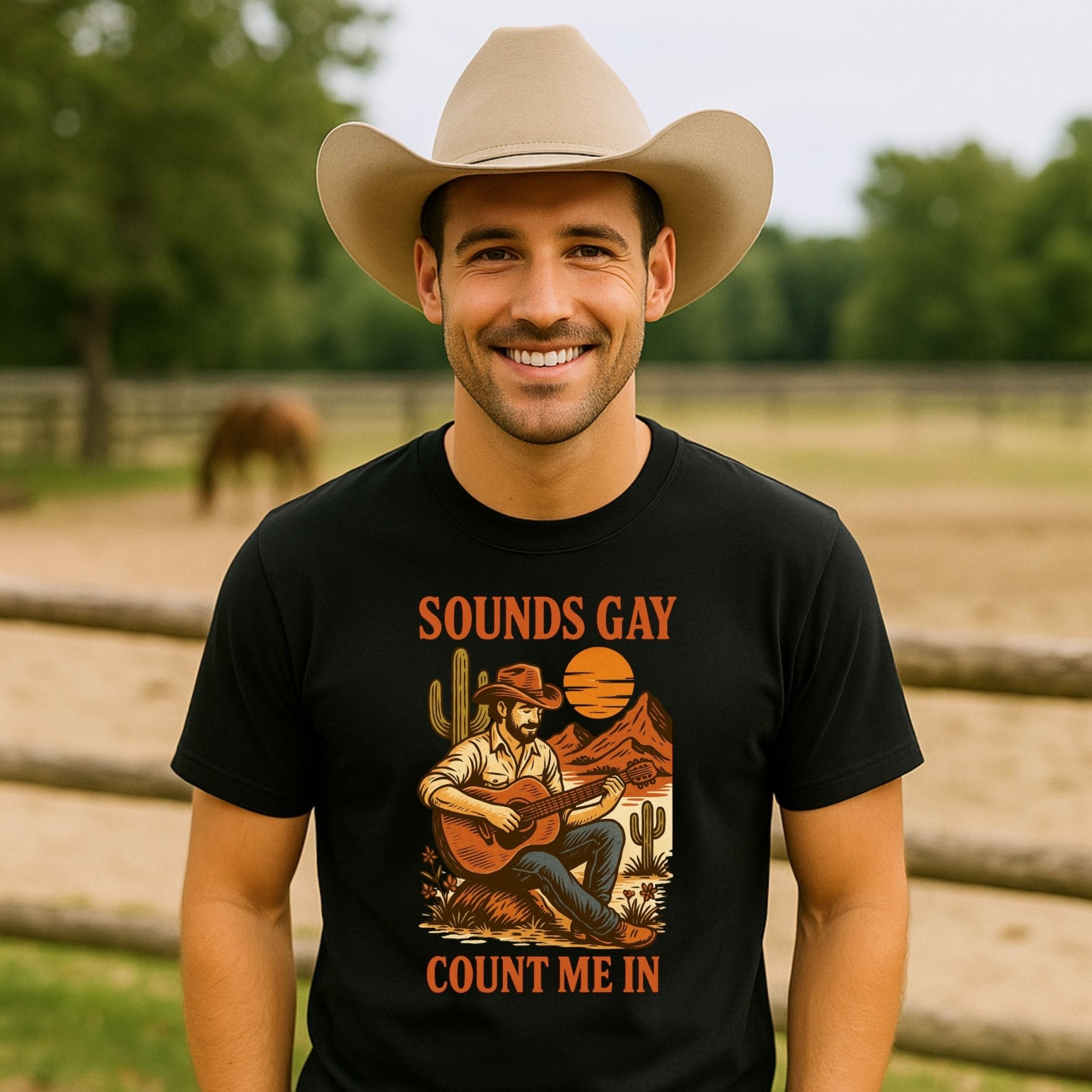 Sounds Gay Count Me In Shirt, Gay Cowboy Guitar T Shirt - Craig Michael Design
