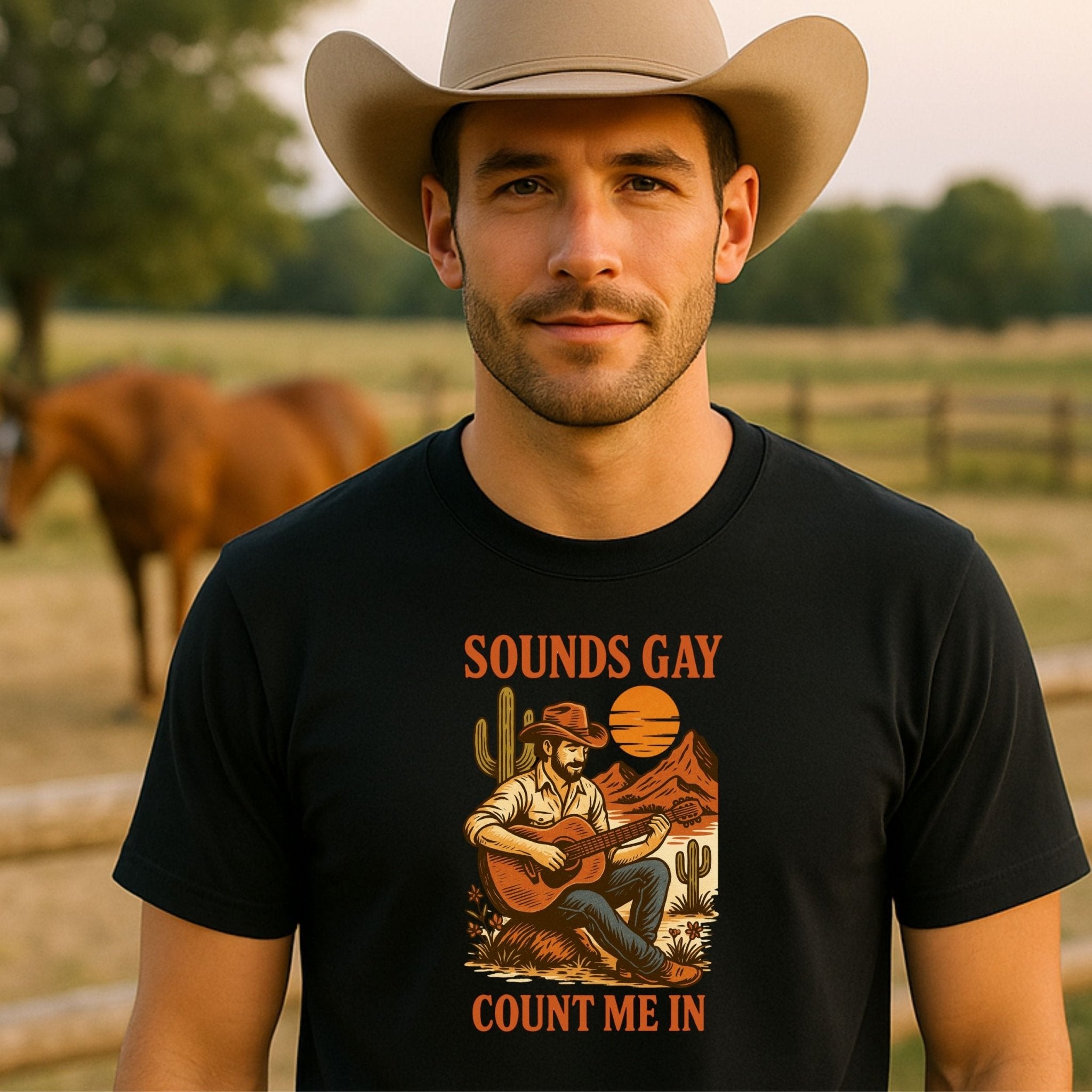 Sounds Gay Count Me In Shirt, Gay Cowboy Guitar T Shirt - Craig Michael Design