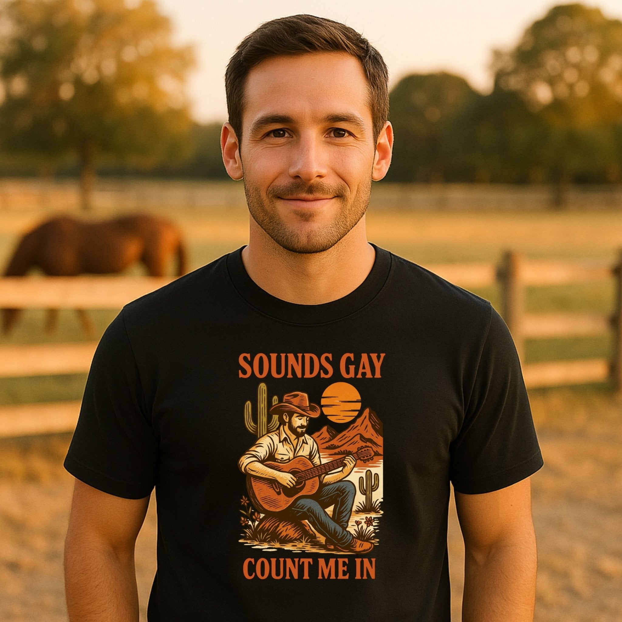 Sounds Gay Count Me In Shirt, Gay Cowboy Guitar T Shirt - Craig Michael Design