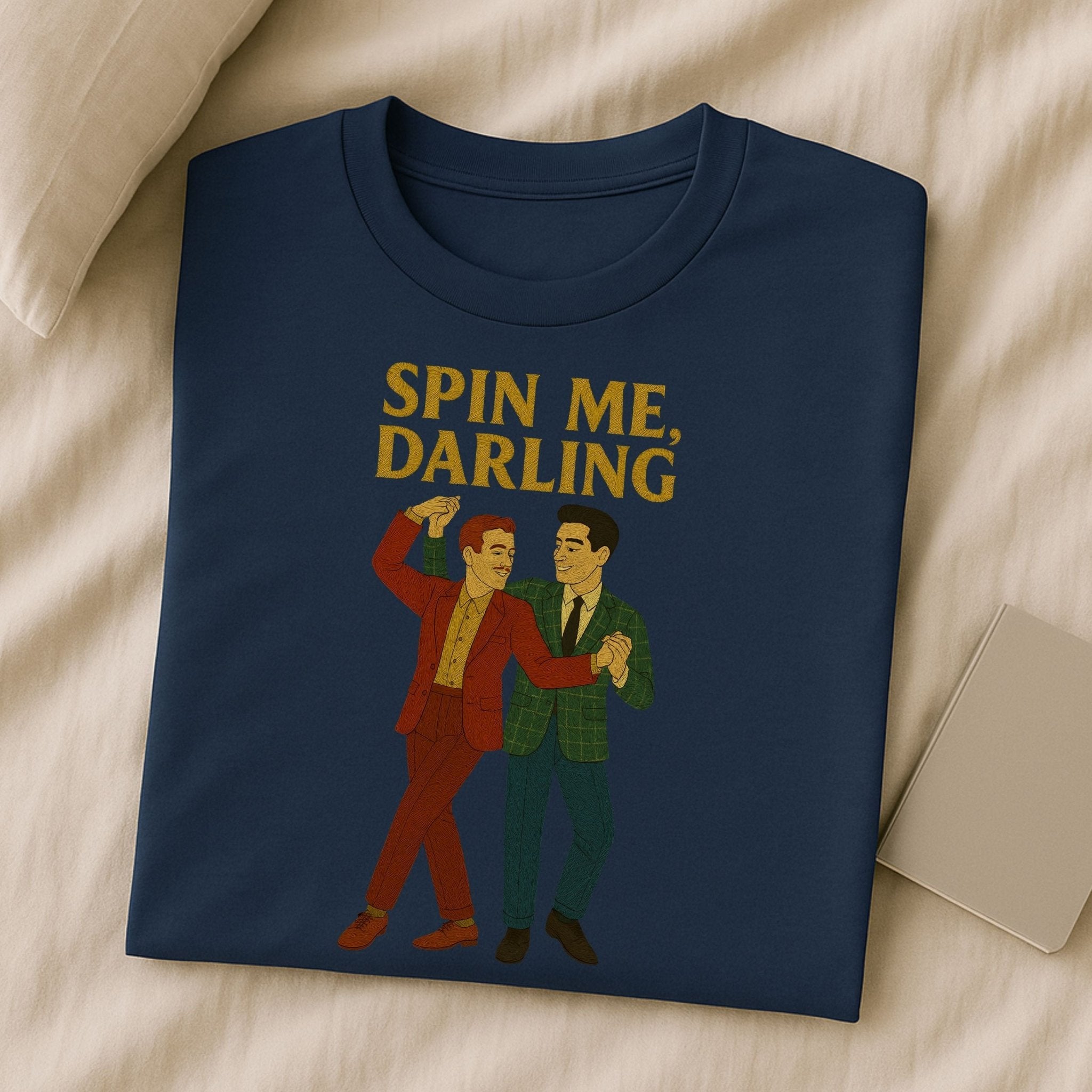 Spin Me Darling Shirt – 1950s Gay Couple T-Shirt, Embroidered Dance Pride Tee - Craig Michael Design