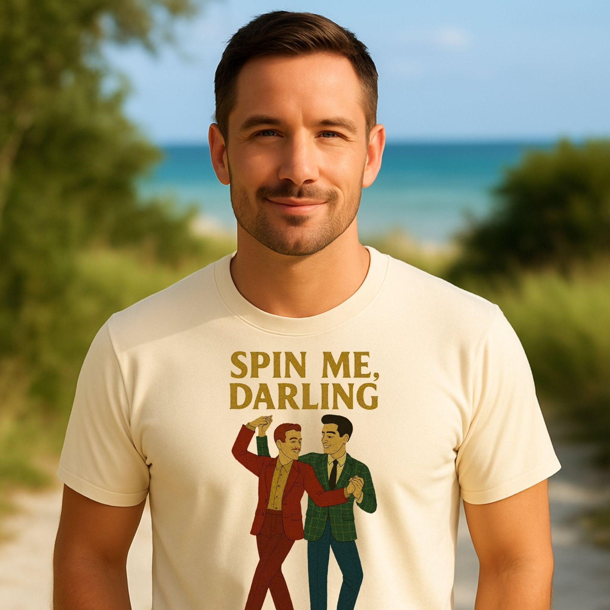 Spin Me Darling Shirt – 1950s Gay Couple T-Shirt, Embroidered Dance Pride Tee - Craig Michael Design