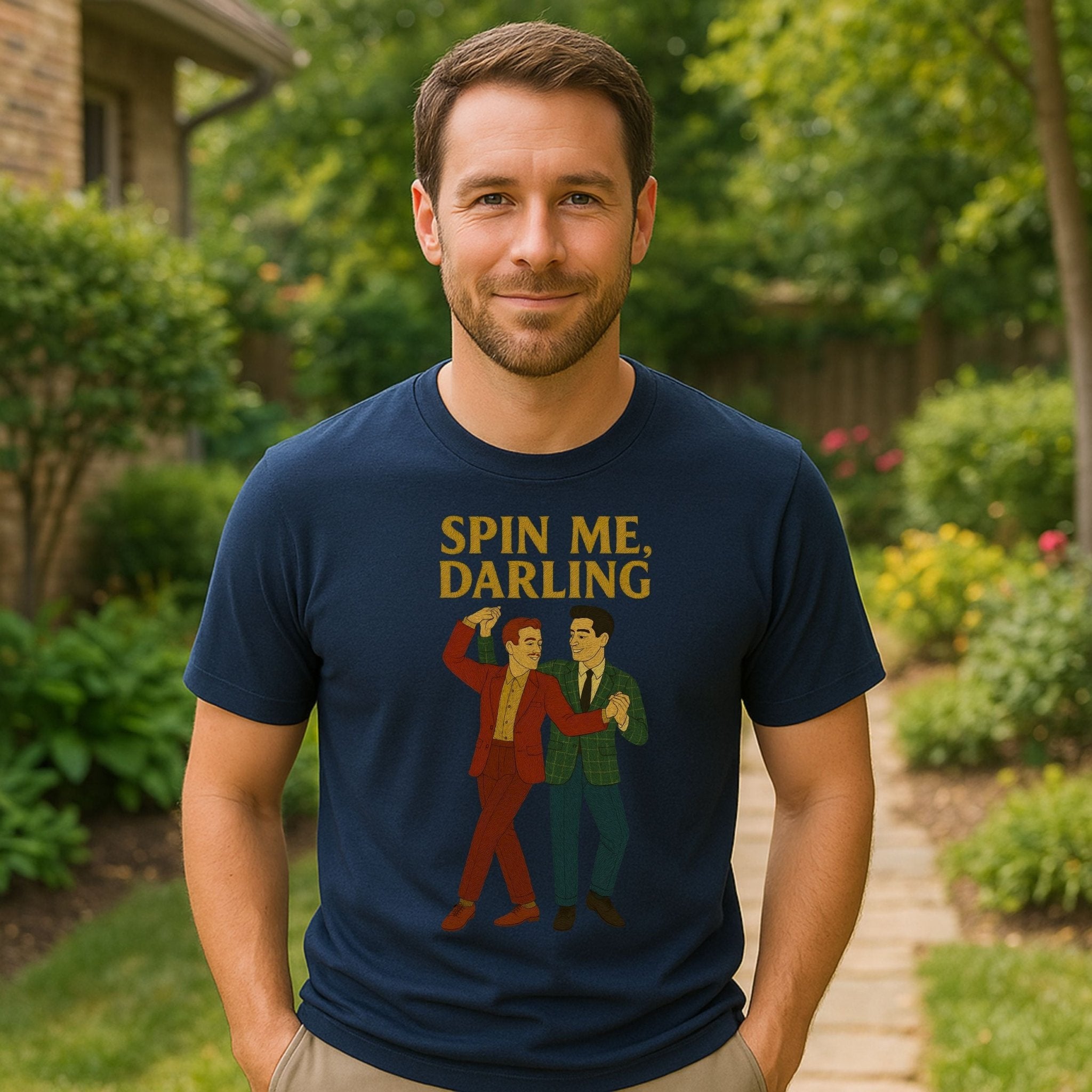 Spin Me Darling Shirt – 1950s Gay Couple T-Shirt, Embroidered Dance Pride Tee - Craig Michael Design