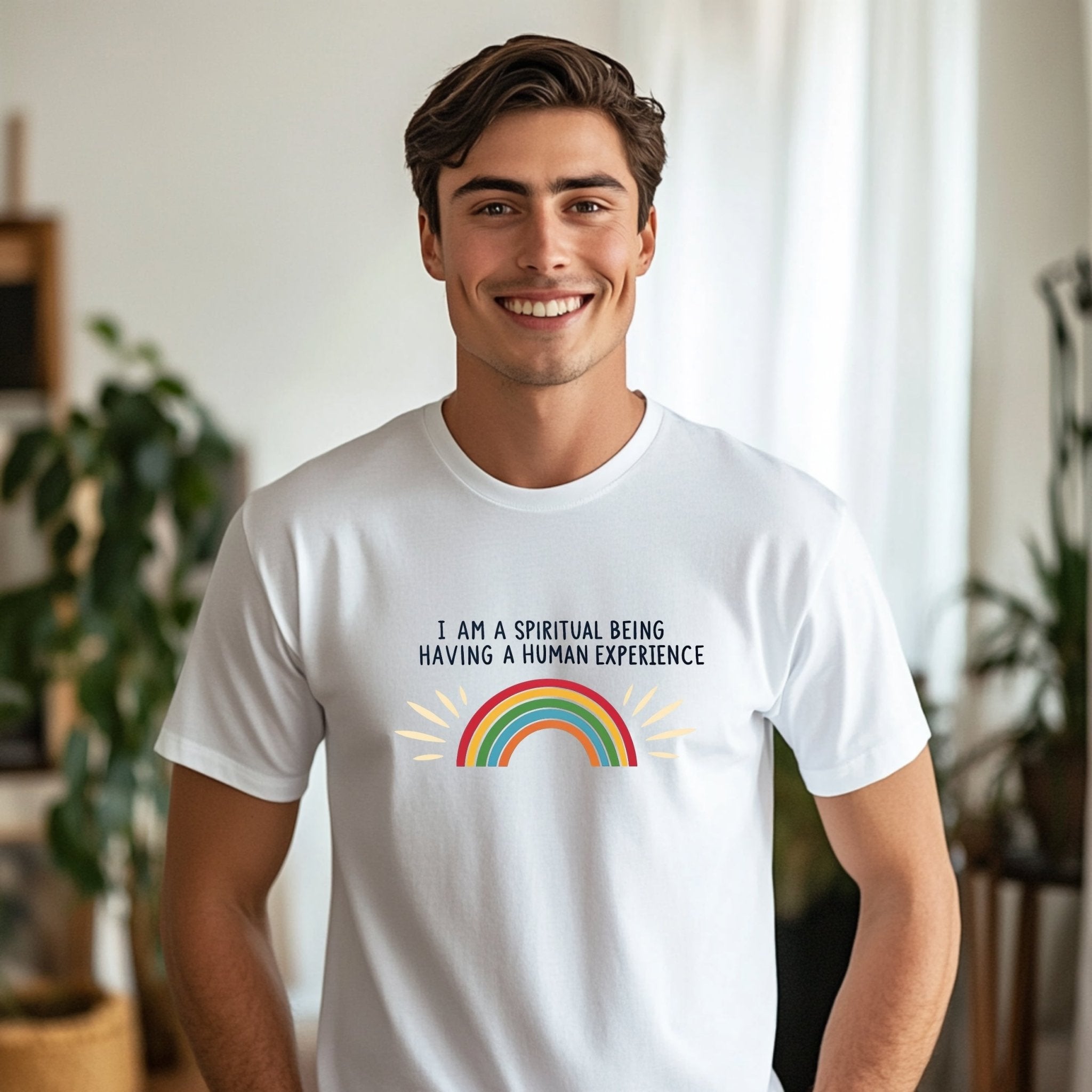 Spiritual Being T-Shirt, Human Experience T-Shirt, Colorful Rainbow Design Tee, Inspirational Quote T-Shirt, Positive Vibes Shirt - Craig Michael Design