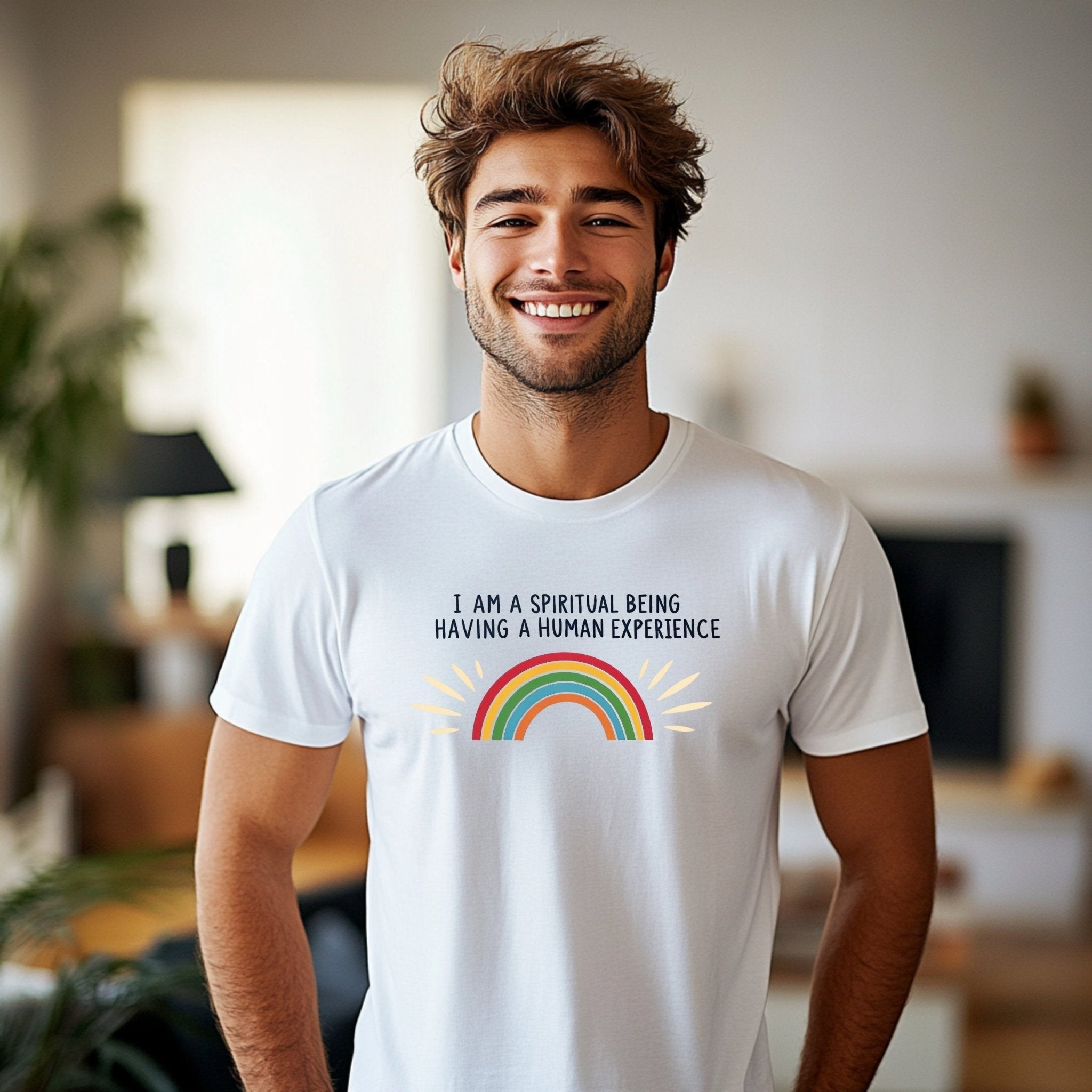 Spiritual Being T-Shirt, Human Experience T-Shirt, Colorful Rainbow Design Tee, Inspirational Quote T-Shirt, Positive Vibes Shirt - Craig Michael Design