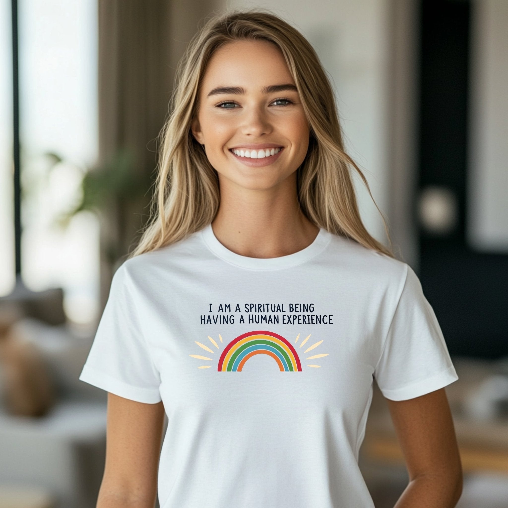 Spiritual Being T-Shirt, Human Experience T-Shirt, Colorful Rainbow Design Tee, Inspirational Quote T-Shirt, Positive Vibes Shirt - Craig Michael Design