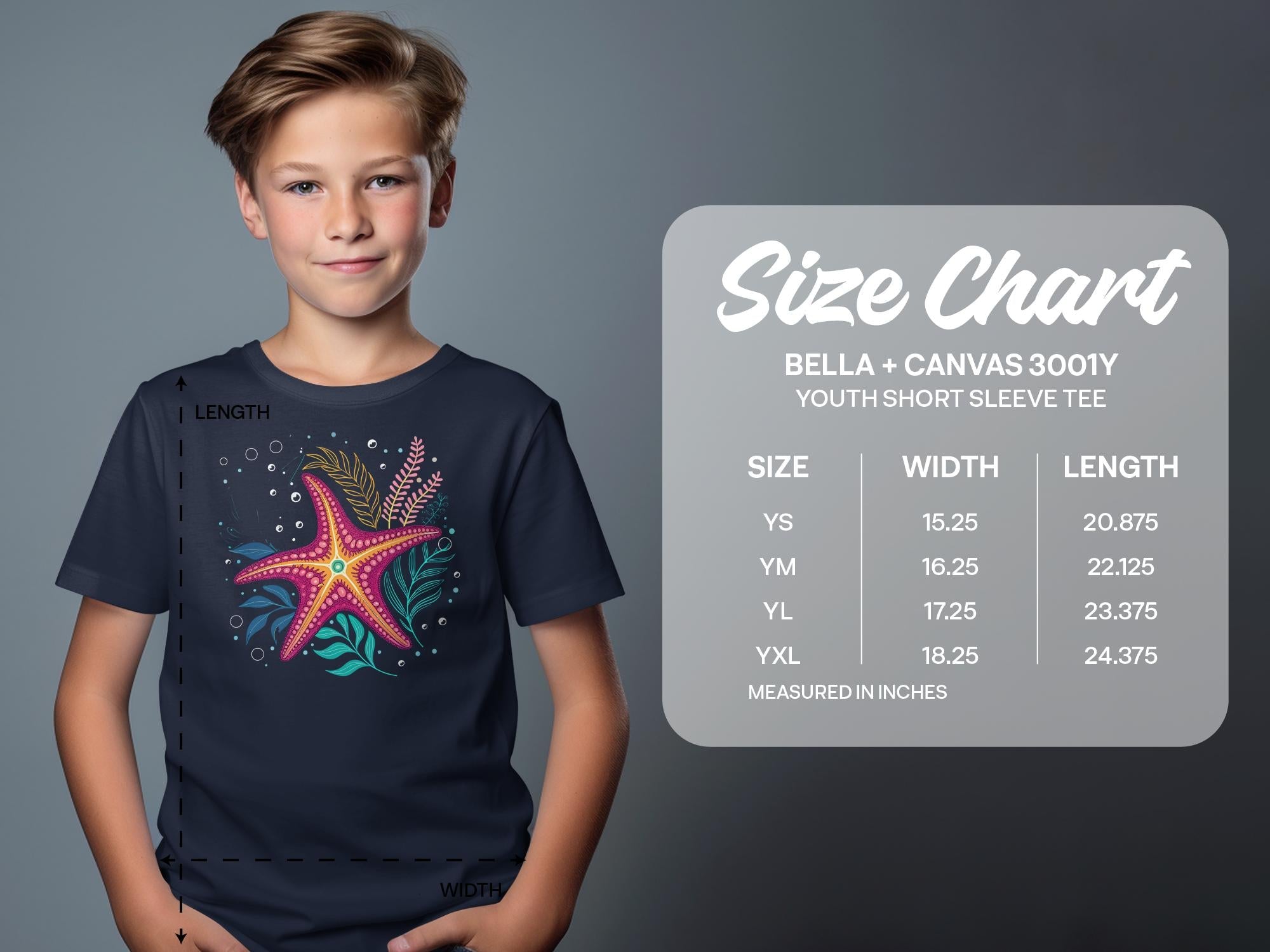 Starfish Art T-Shirt, Colorful Sea Life Tee, Kids Ocean Shirt, Marine Life Graphic Tee, Fun Underwater Design, Youth Summer Shirt - Craig Michael Design