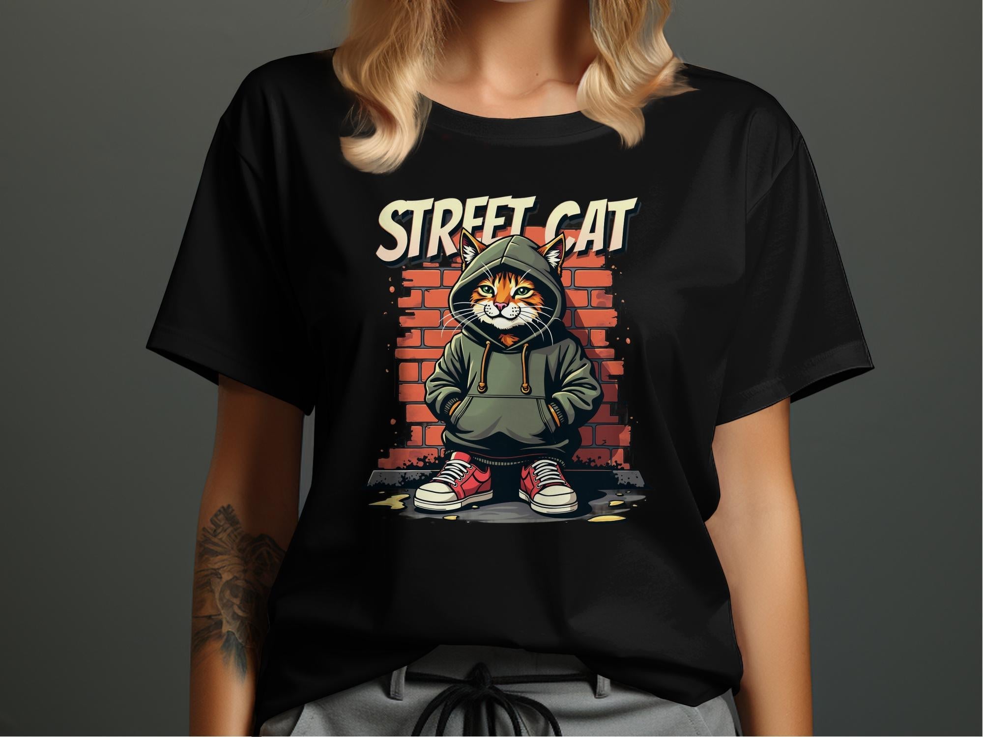 Street Cat Hoodie T-Shirt, Cool Cat Graphic Tee, Urban Style Cat Shirt, Feline in Hoodie T-Shirt, Trendy Cat Streetwear - Craig Michael Design