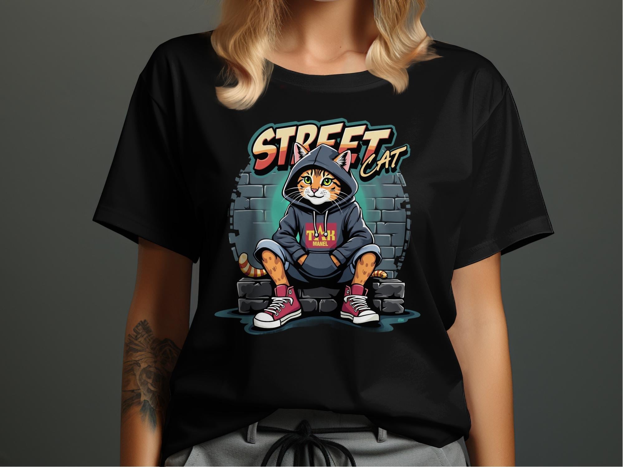 Street Cat T-Shirt, Cool Hip Hop Cat Hoodie Design, Trendy Streetwear Graphic Tee, Cute Cat Lover Shirt, Urban Cat Art T-Shirt - Craig Michael Design