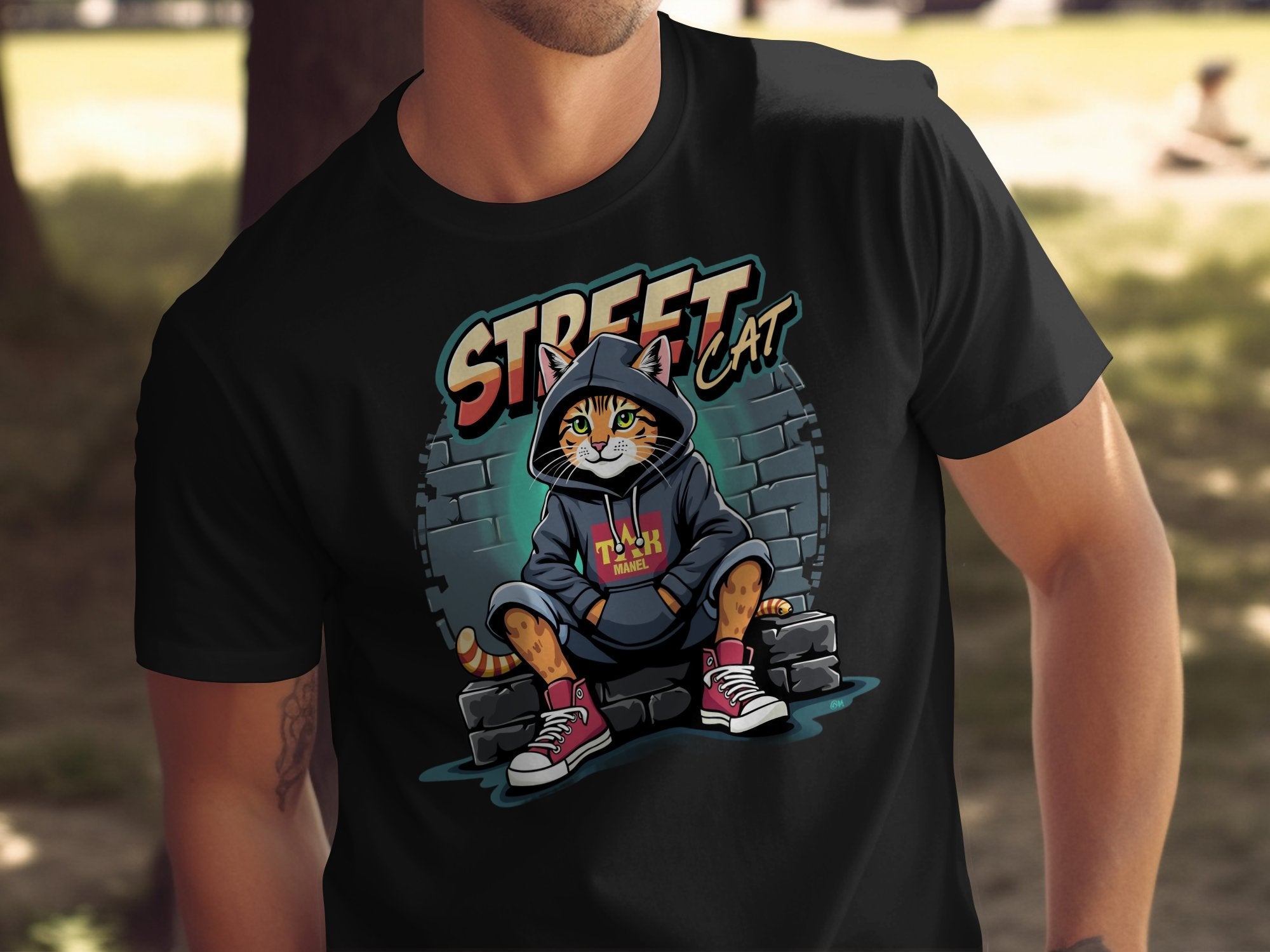 Street Cat T-Shirt, Cool Hip Hop Cat Hoodie Design, Trendy Streetwear Graphic Tee, Cute Cat Lover Shirt, Urban Cat Art T-Shirt - Craig Michael Design