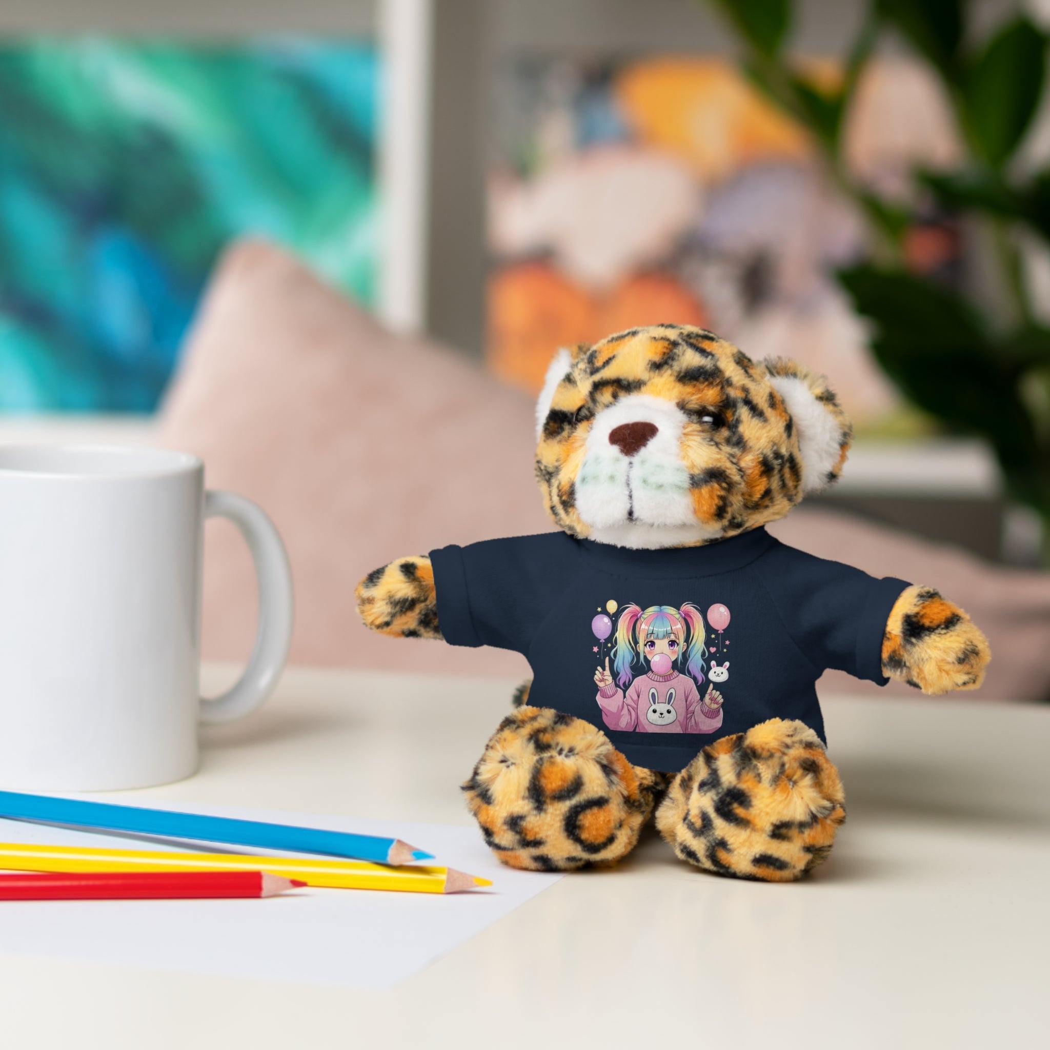 Stuffed Toy Wearing Kawaii Harajuku T-Shirt – Adorable Plush Buddy, Perfect Gift for Kids, Cute Cuddle Companion for Holidays & Special Occasions - Craig Michael Design