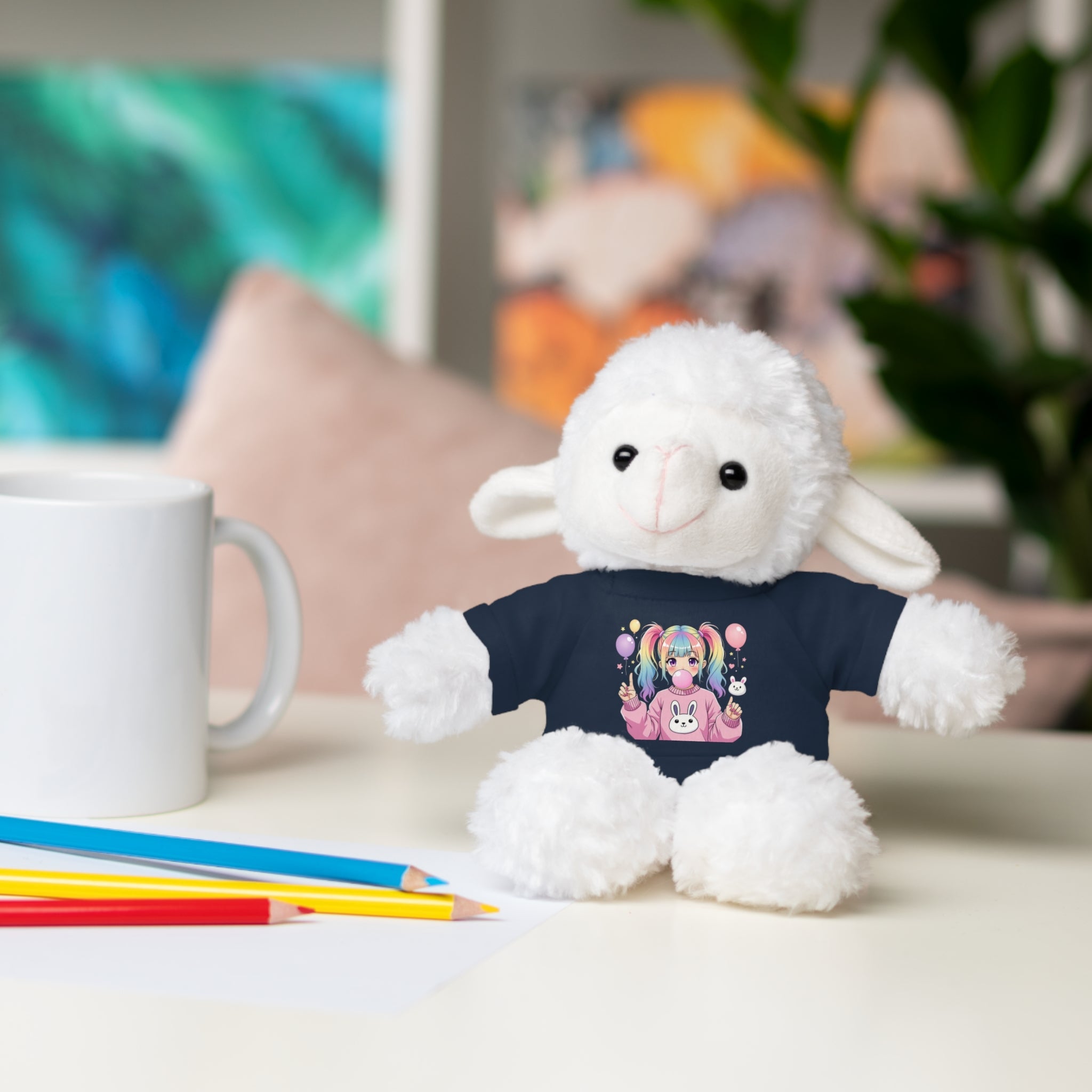 Stuffed Toy Wearing Kawaii Harajuku T-Shirt – Adorable Plush Buddy, Perfect Gift for Kids, Cute Cuddle Companion for Holidays & Special Occasions - Craig Michael Design