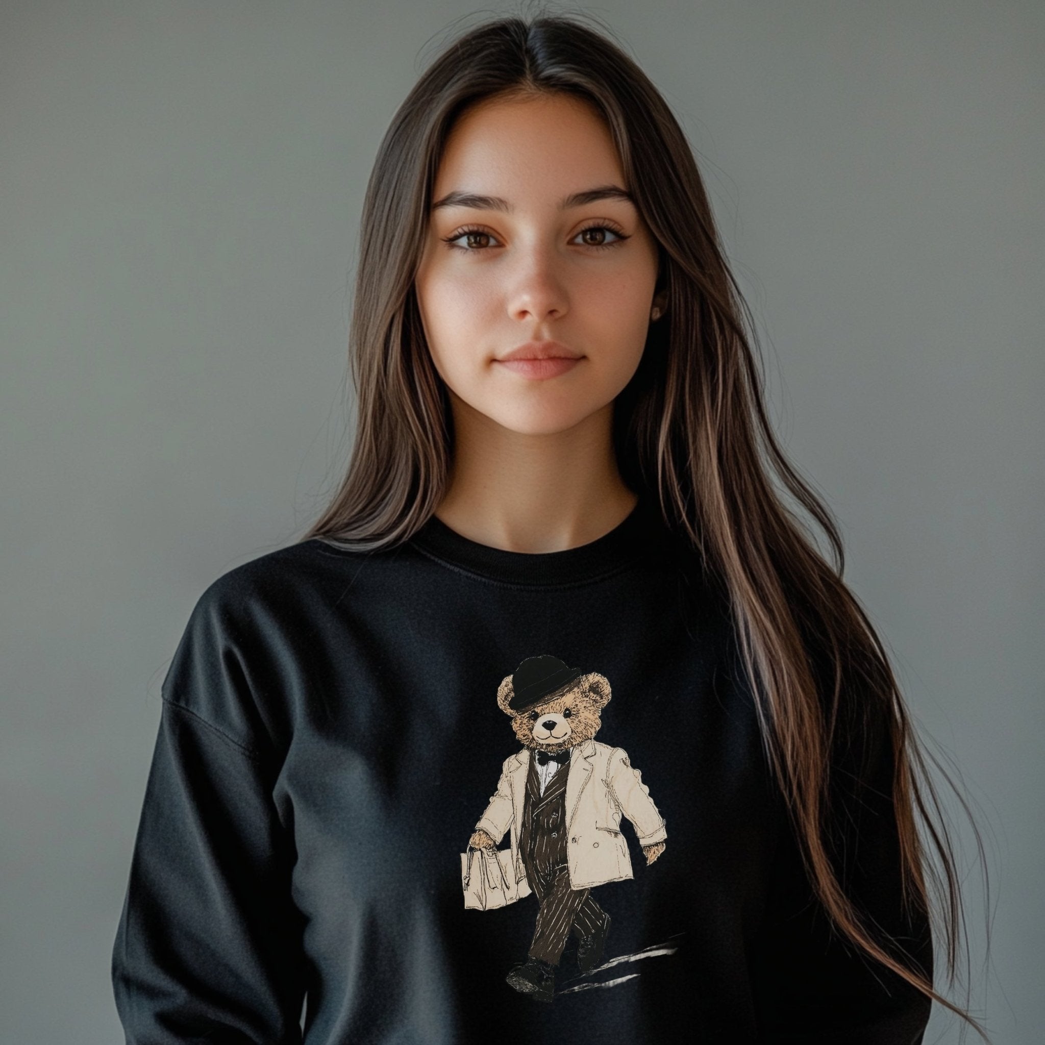 Stylish Teddy Bear Long Sleeve T-Shirt, Trendy Walking Bear Graphic Tee, Cute Bear Art Shirt, Casual Long Sleeve Shirt for Kids and Adults - Craig Michael Design