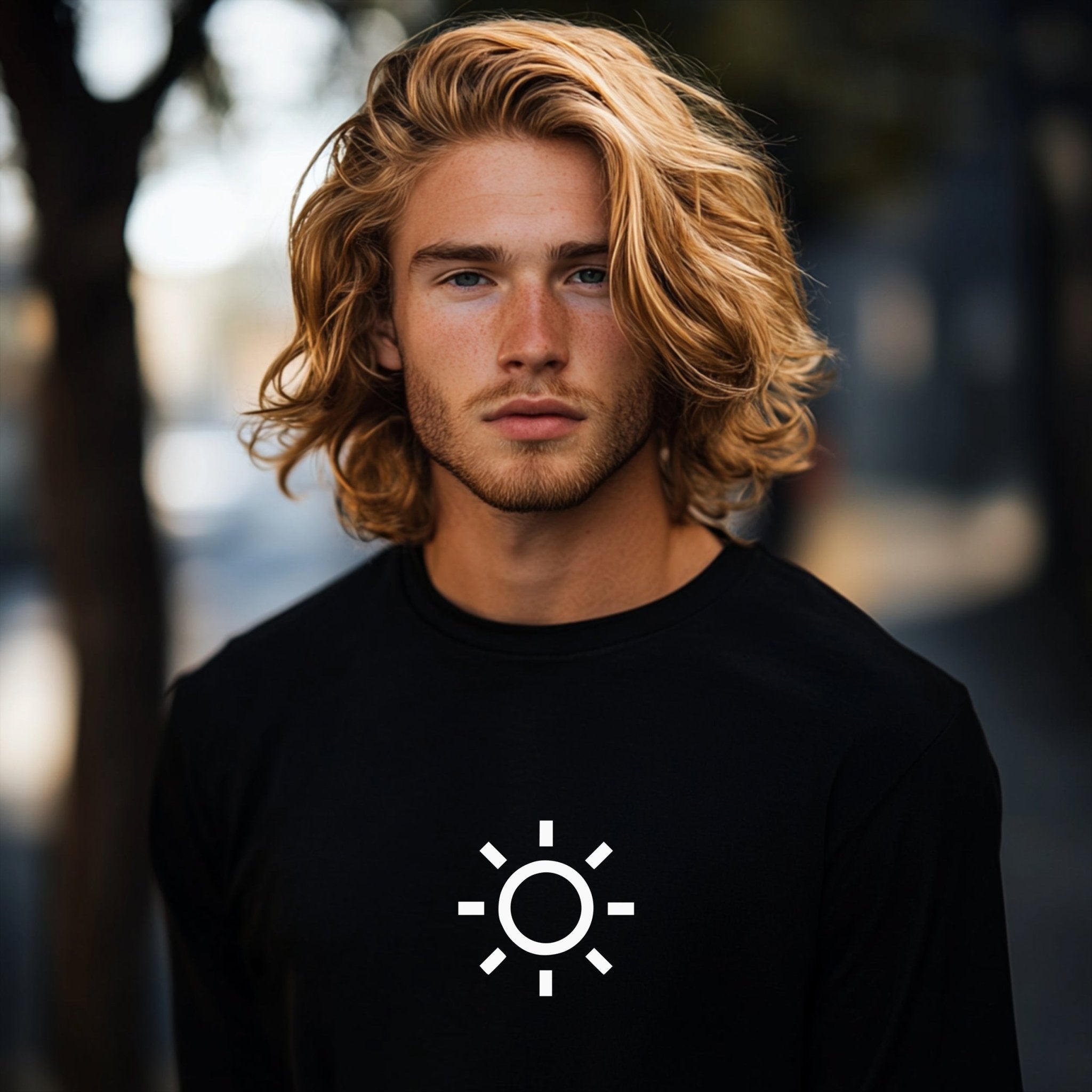 Sun Design Long Sleeve T-Shirt, Bright Sun Graphic Shirt, Casual Sun Symbol Top, Trendy Sun Icon Tee, Unique Long Sleeve Shirt - Craig Michael Design