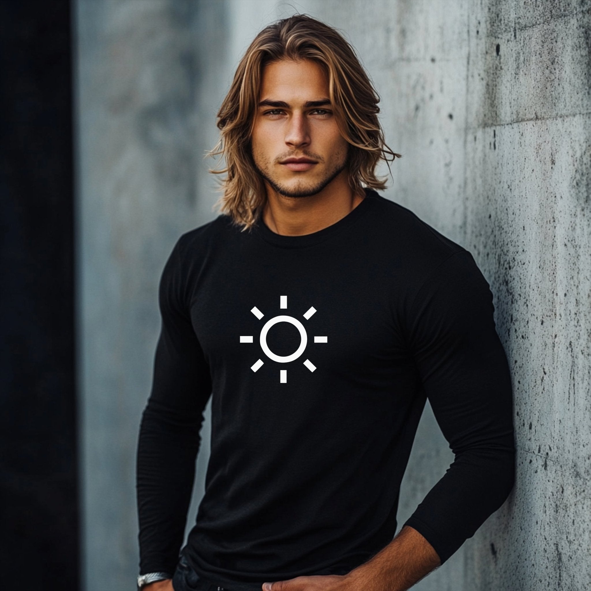 Sun Design Long Sleeve T-Shirt, Bright Sun Graphic Shirt, Casual Sun Symbol Top, Trendy Sun Icon Tee, Unique Long Sleeve Shirt - Craig Michael Design