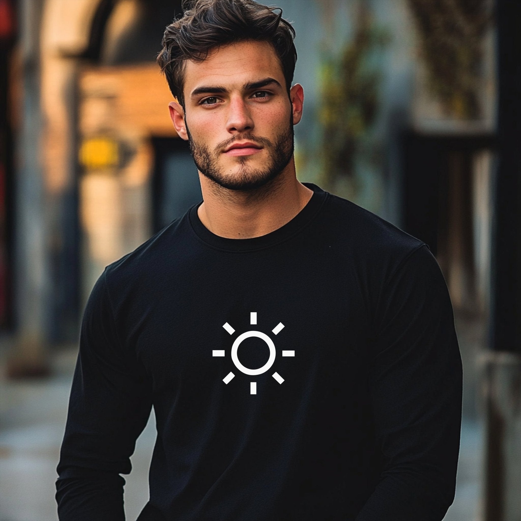 Sun Design Long Sleeve T-Shirt, Bright Sun Graphic Shirt, Casual Sun Symbol Top, Trendy Sun Icon Tee, Unique Long Sleeve Shirt - Craig Michael Design