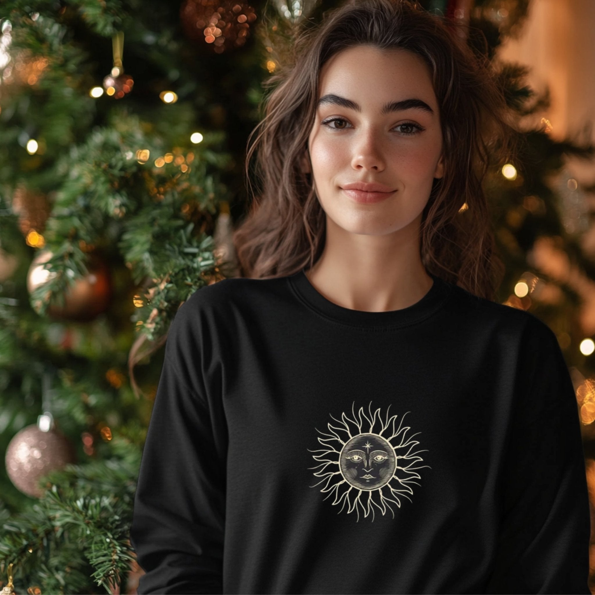 Sun Moon Face Long Sleeve T Shirt, Mystical Sun Graphic Tee, Celestial Sun Moon Long Sleeve Shirt, Spiritual Sun Moon Top - Craig Michael Design