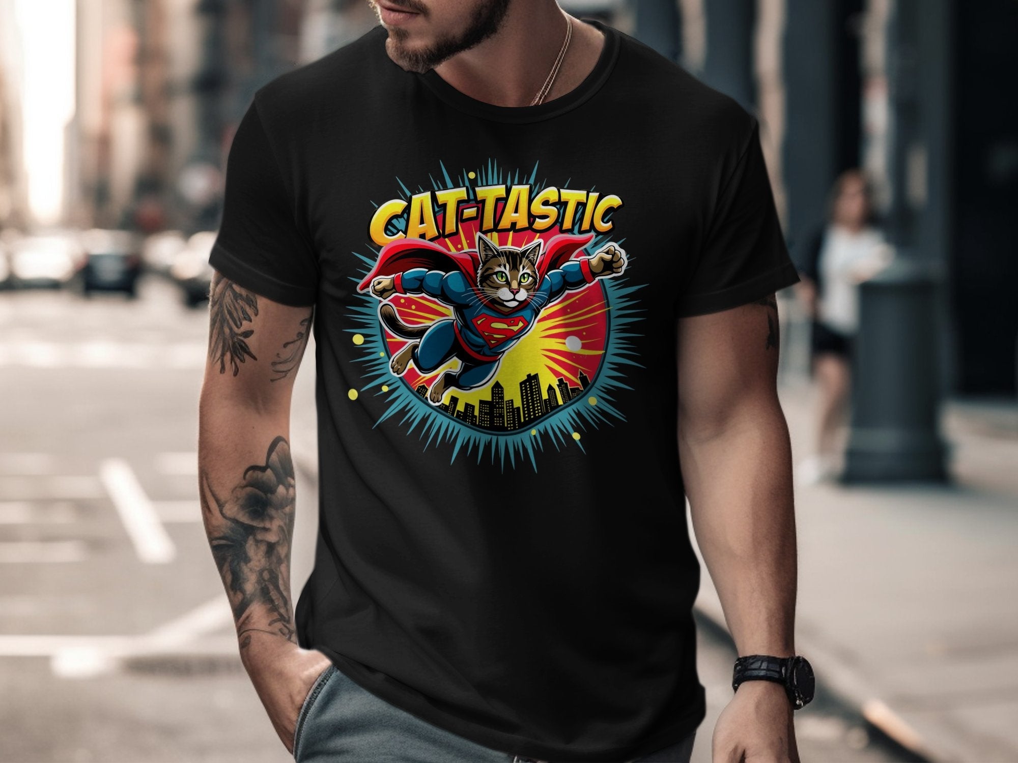 Superhero Cat T-Shirt, Cat - Tastic Graphic Tee, Fun Cat Lover Gift, Cool Cat Design, Unique Cat Art Shirt, Perfect Cat Enthusiast Present - Craig Michael Design