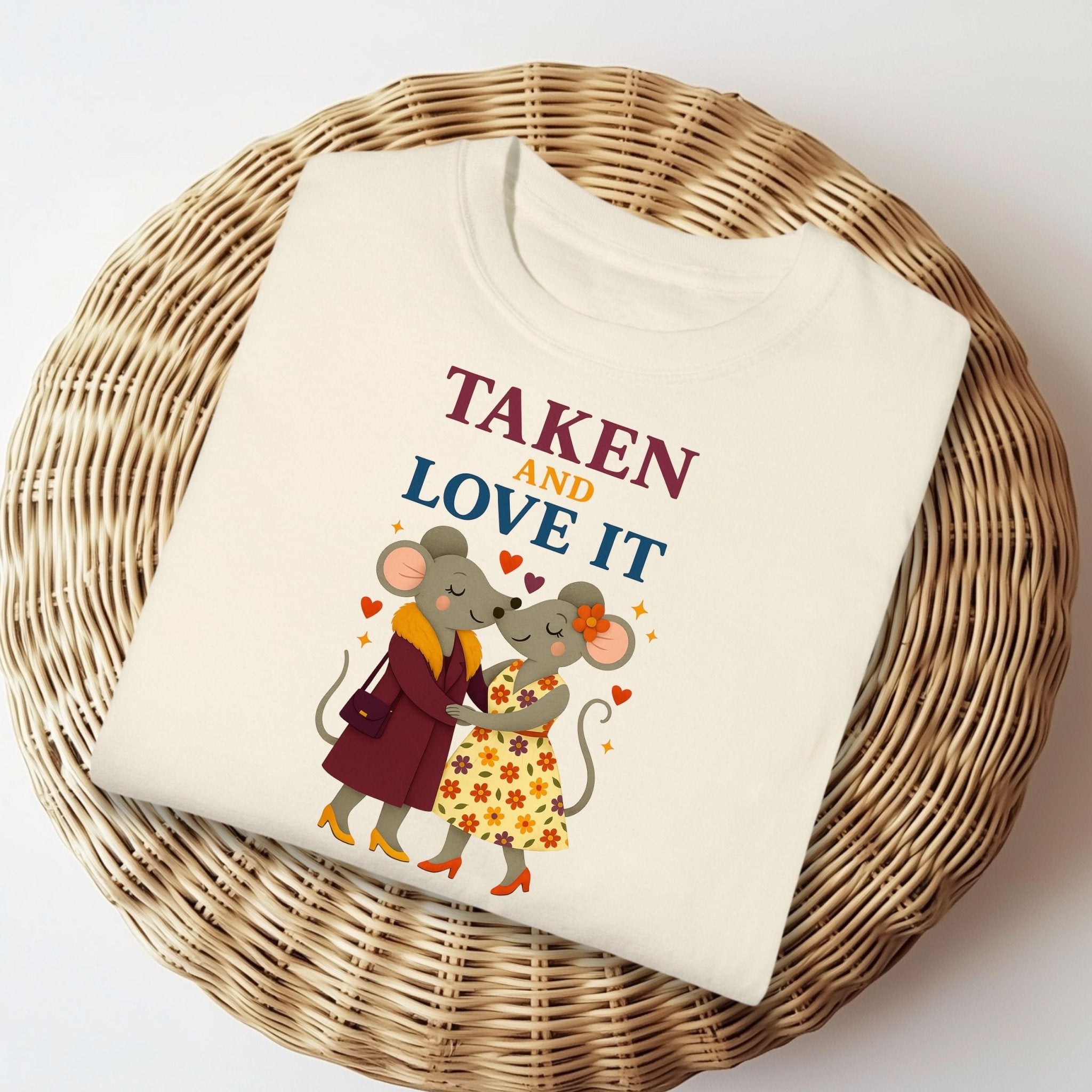 Taken And Love It Cartoon Mice In Love Couples T-Shirt - Craig Michael Design
