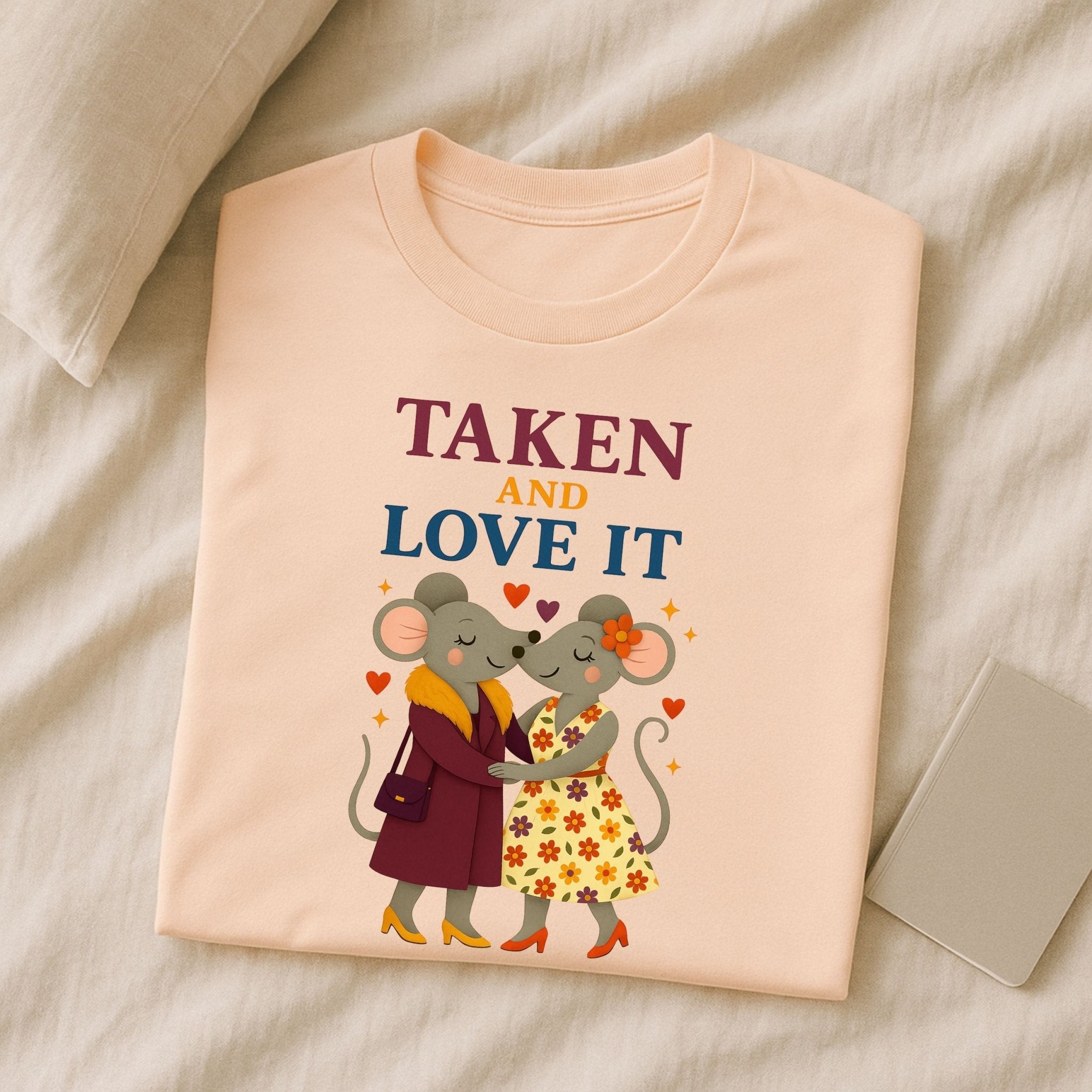 Taken And Love It Cartoon Mice In Love Couples T-Shirt - Craig Michael Design