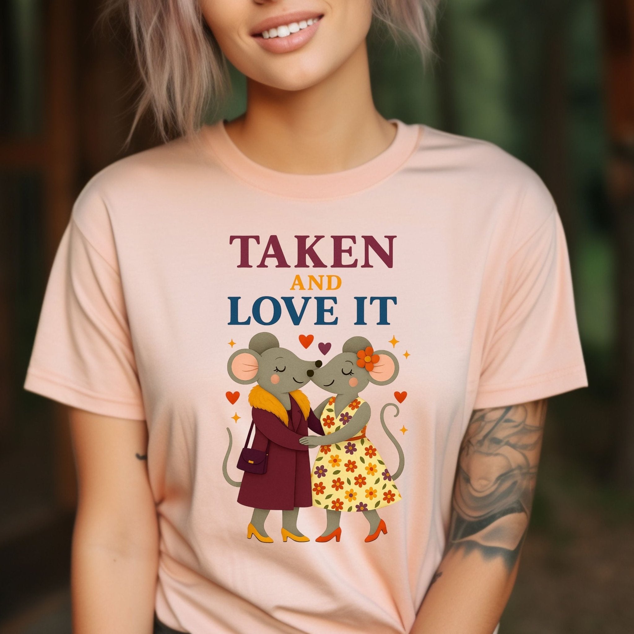 Taken And Love It Cartoon Mice In Love Couples T-Shirt - Craig Michael Design