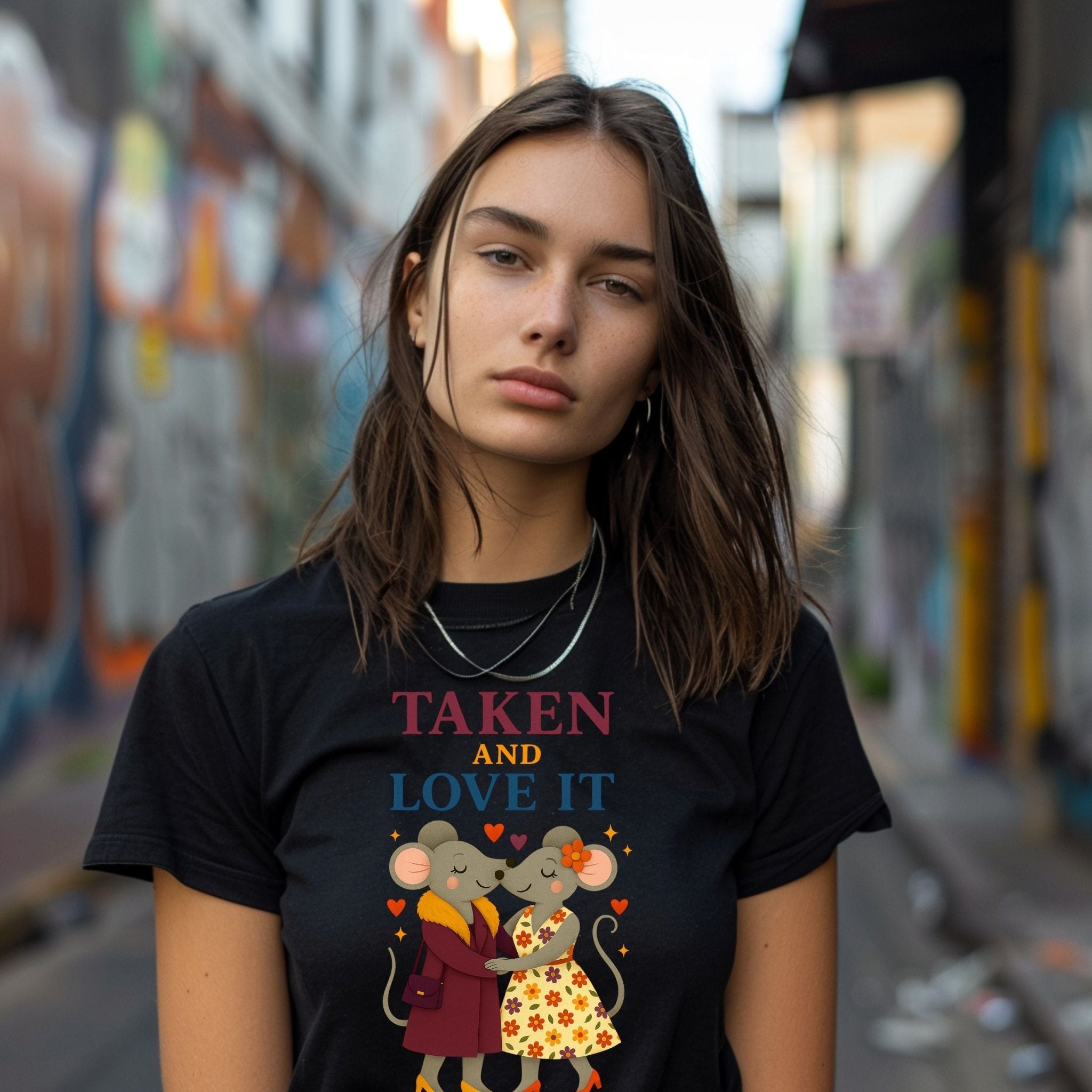 Taken And Love It Cartoon Mice In Love Couples T-Shirt - Craig Michael Design