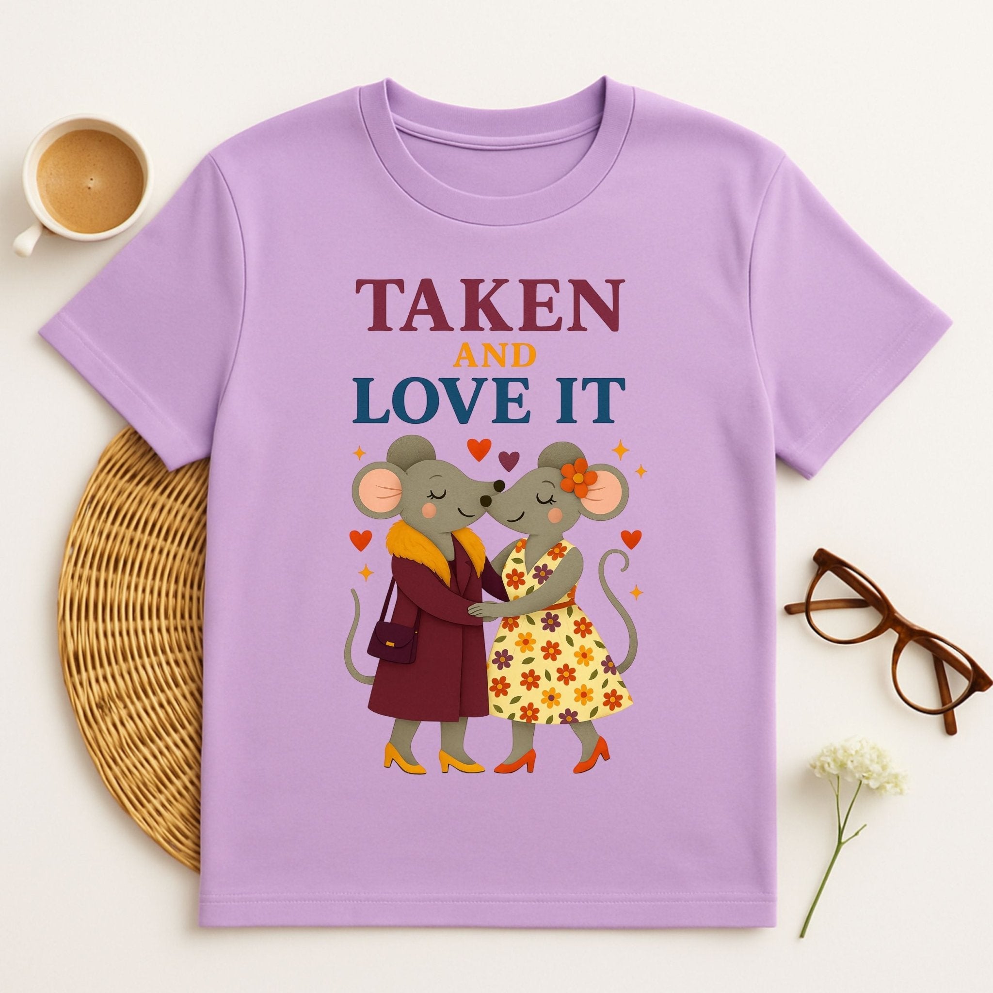 Taken And Love It Cartoon Mice In Love Couples T-Shirt - Craig Michael Design