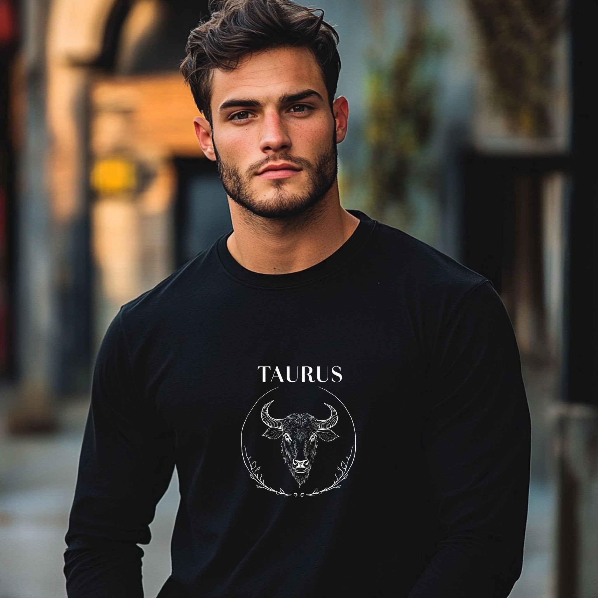 Taurus Zodiac Bull Design Long Sleeve T-Shirt, Astrology Graphic Tee, Horoscope Gift for Taurus, Stylish Casual Wear, Unisex - Craig Michael Design