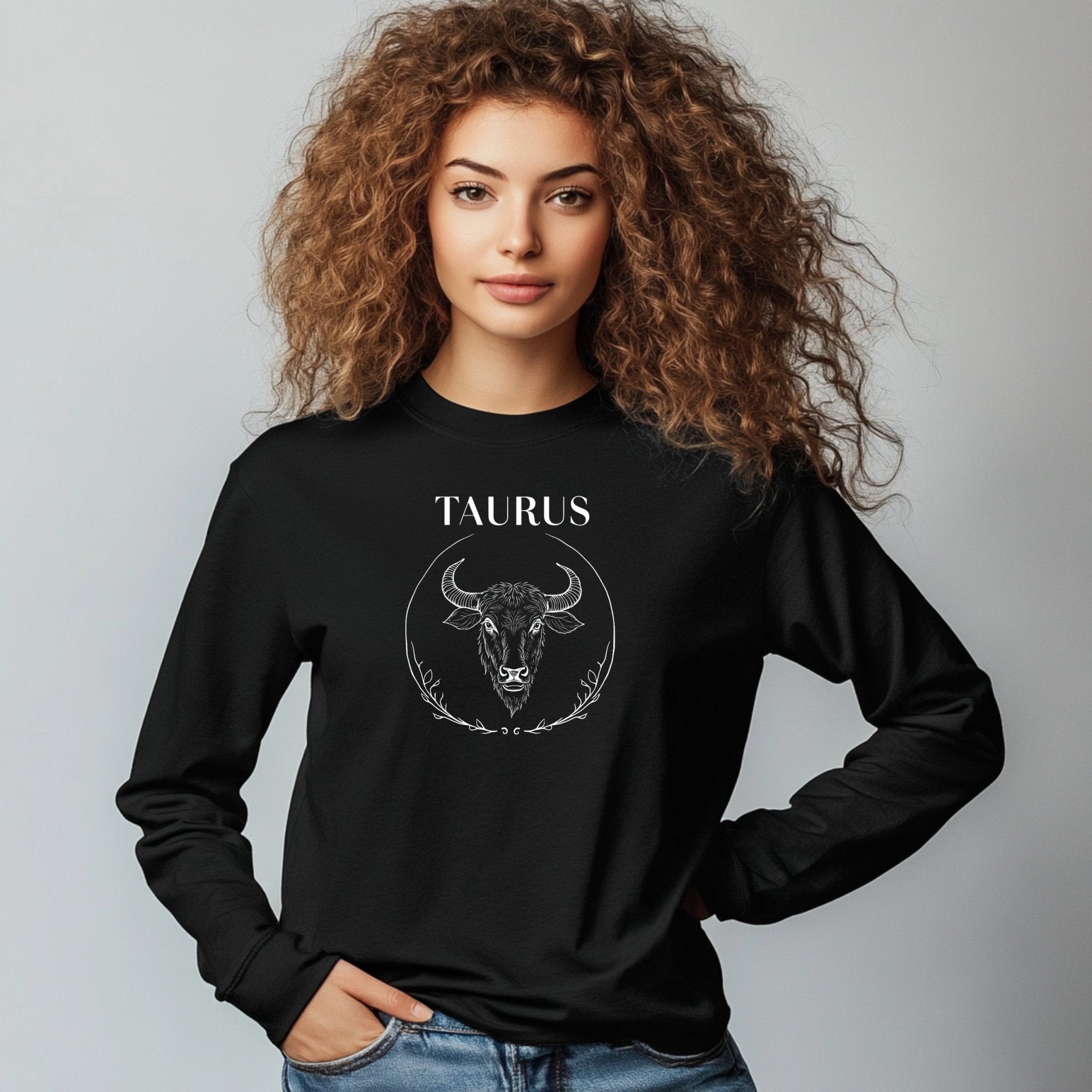 Taurus Zodiac Bull Design Long Sleeve T-Shirt, Astrology Graphic Tee, Horoscope Gift for Taurus, Stylish Casual Wear, Unisex - Craig Michael Design