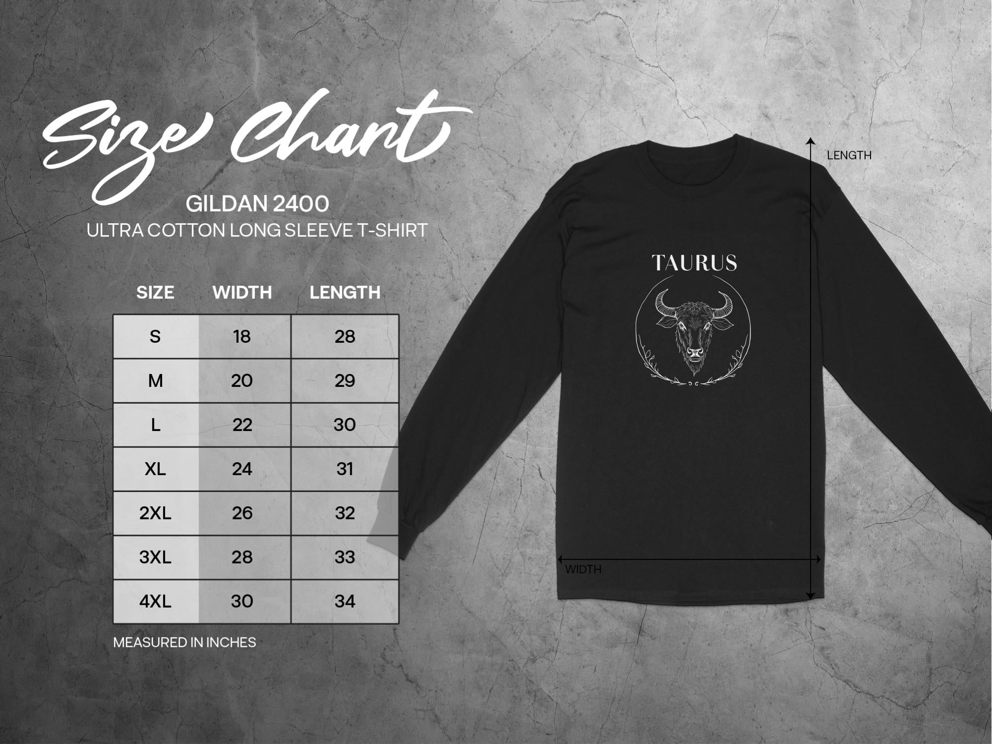 Taurus Zodiac Bull Design Long Sleeve T-Shirt, Astrology Graphic Tee, Horoscope Gift for Taurus, Stylish Casual Wear, Unisex - Craig Michael Design