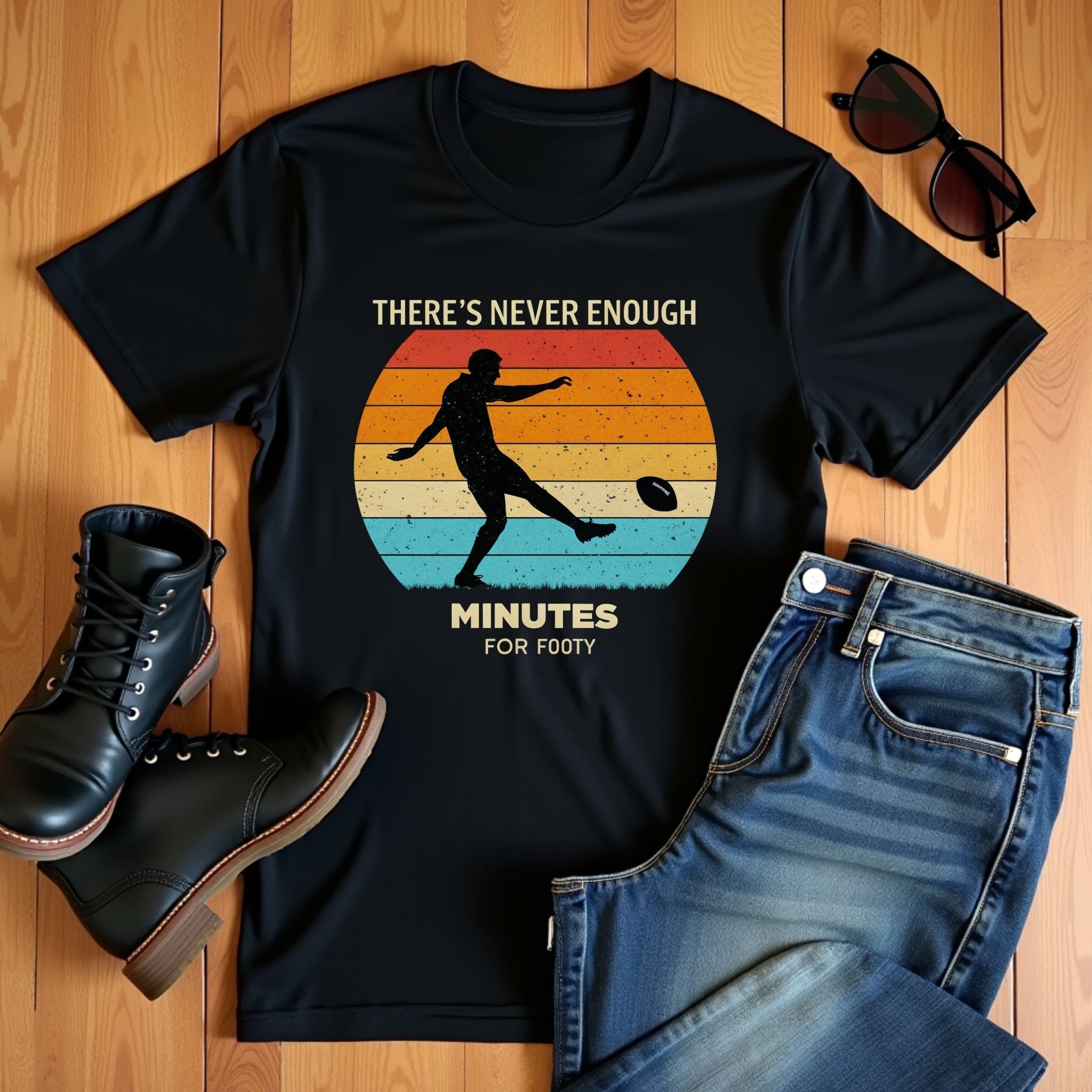 There's Never Enough Minutes for Footy Retro Vintage T-Shirt, Aussie Rules Football Fan Shirt, Perfect Gift for Footy Lovers, Unique Tee - Craig Michael Design