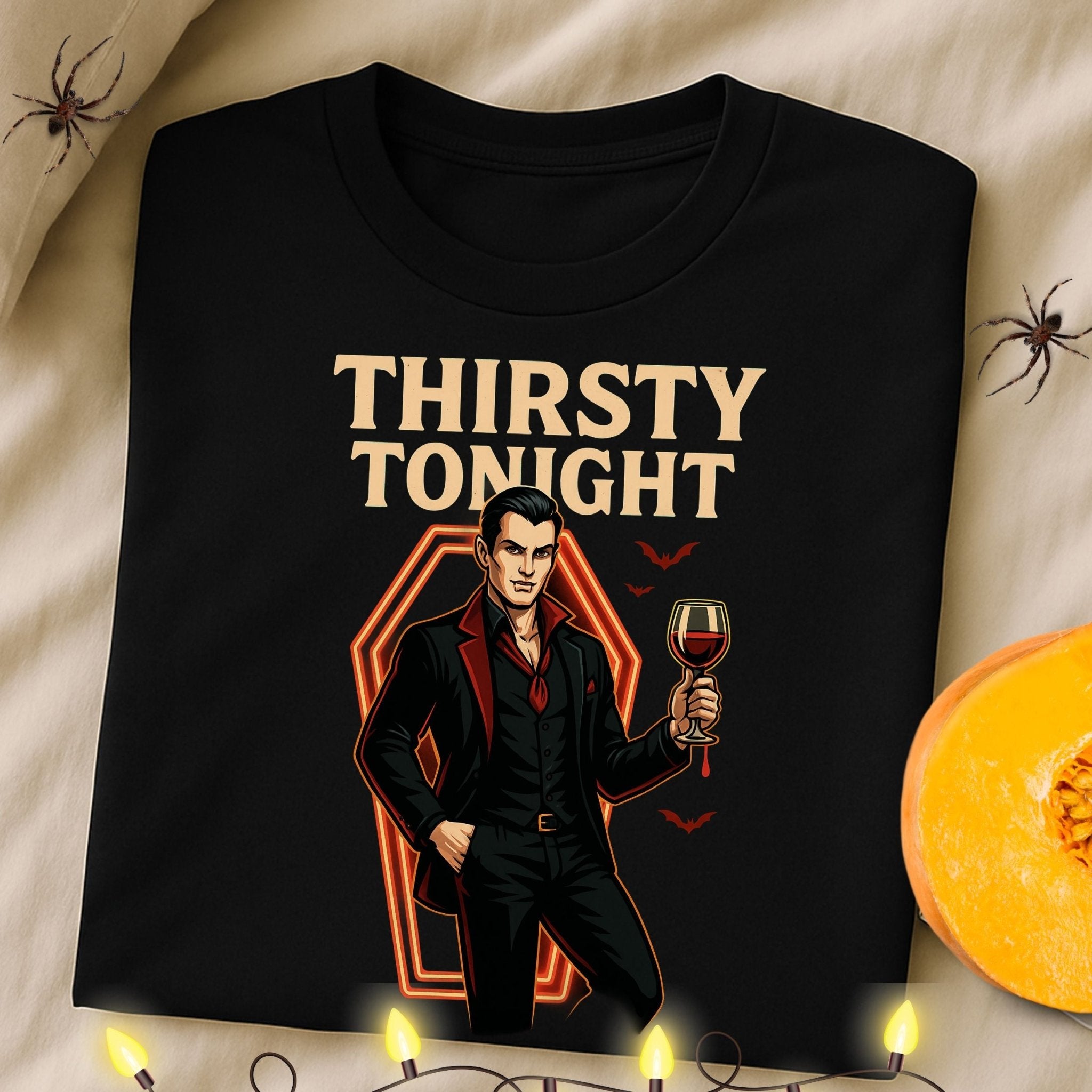 Thirsty Tonight T-Shirt, Funny Vampire Halloween Shirt - Craig Michael Design